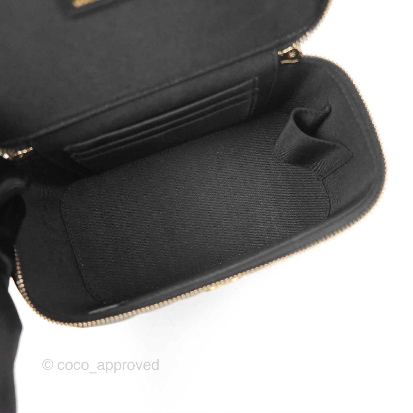 Chanel Vanity Rectangular Top Handle Black Lambskin Gold Hardware