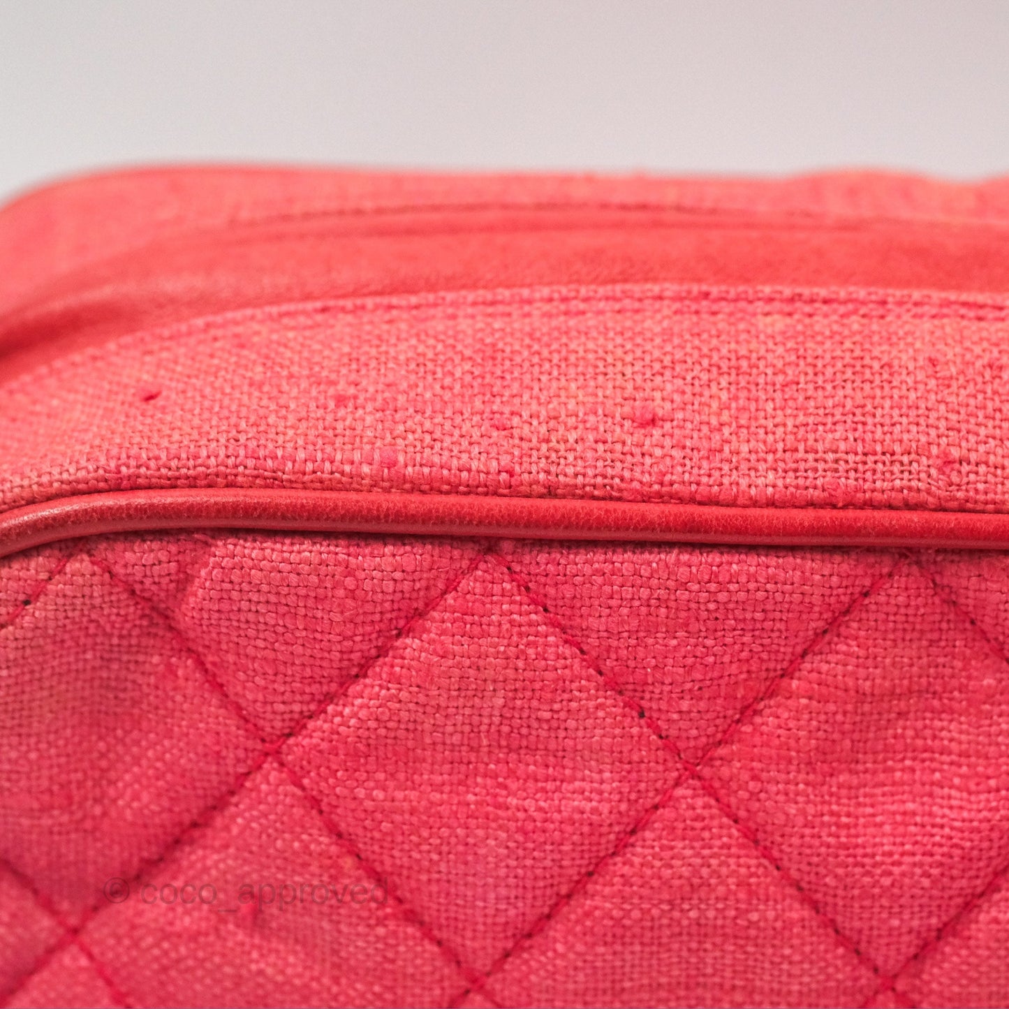 Chanel Vintage Small Tassel Camera Bag Dark Pink Canvas Gold Hardware