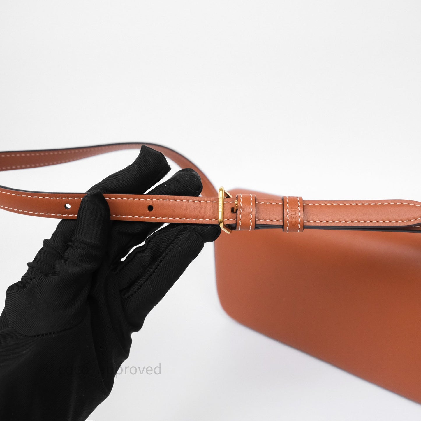 Celine Triomphe Shoulder Bag Tan Calfskin