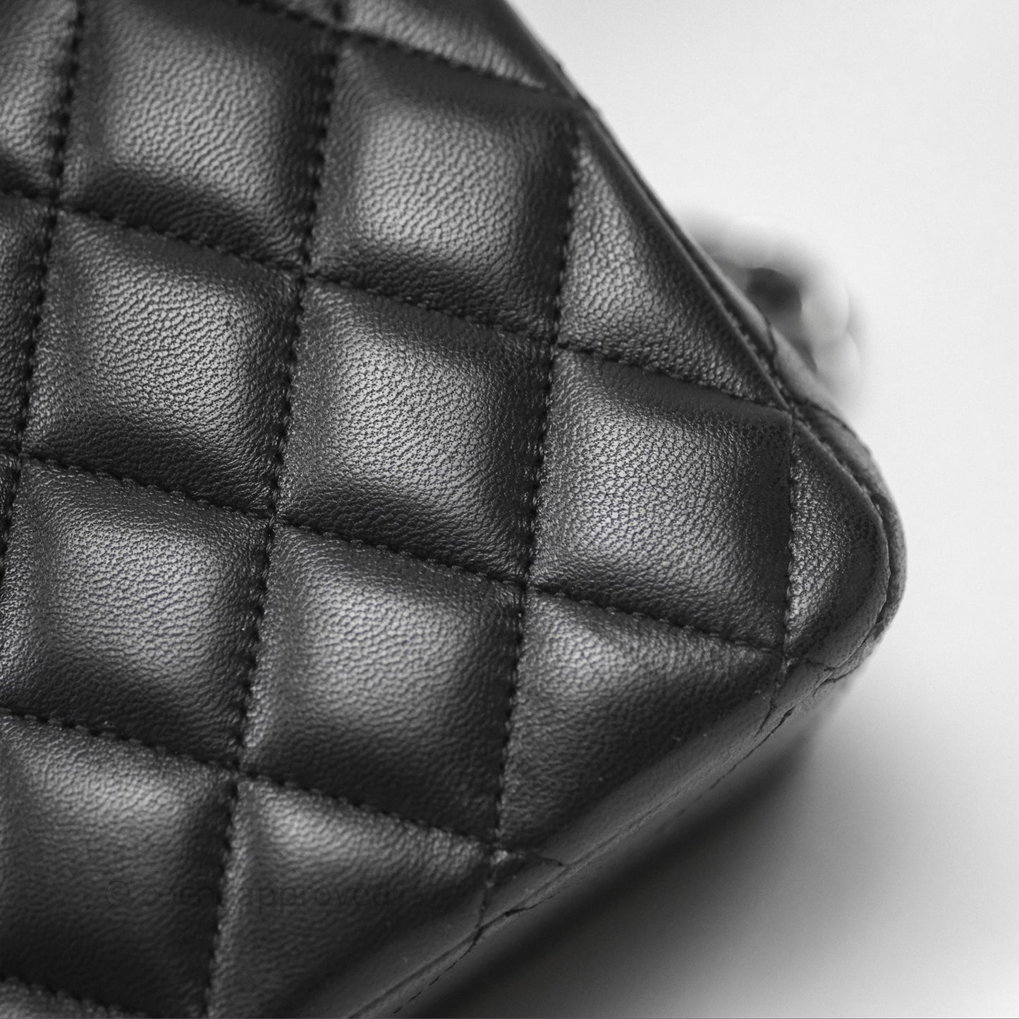 Chanel Classic M/L Medium Flap Quilted Black Lambskin Silver Hardware