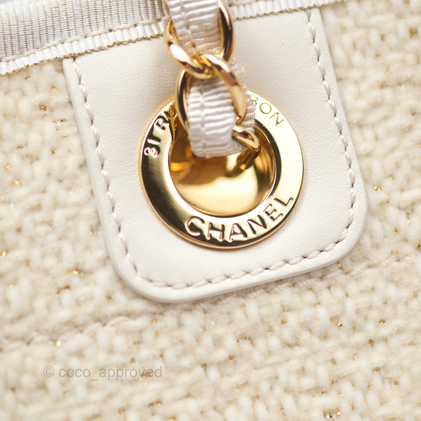 Chanel Medium Deauville Tote Ivory Lurex Boucle 19A