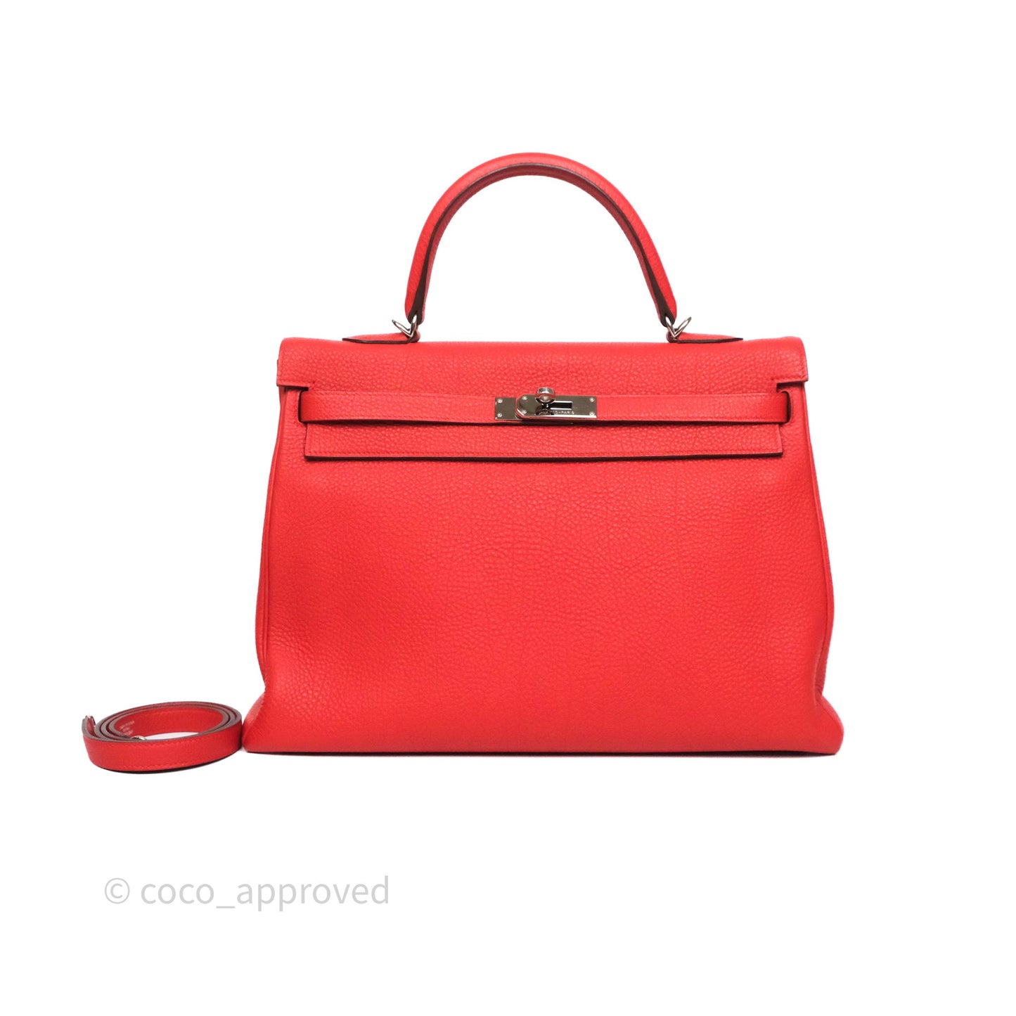 Hermès Kelly 35 Retourne Red Togo Palladium Hardware