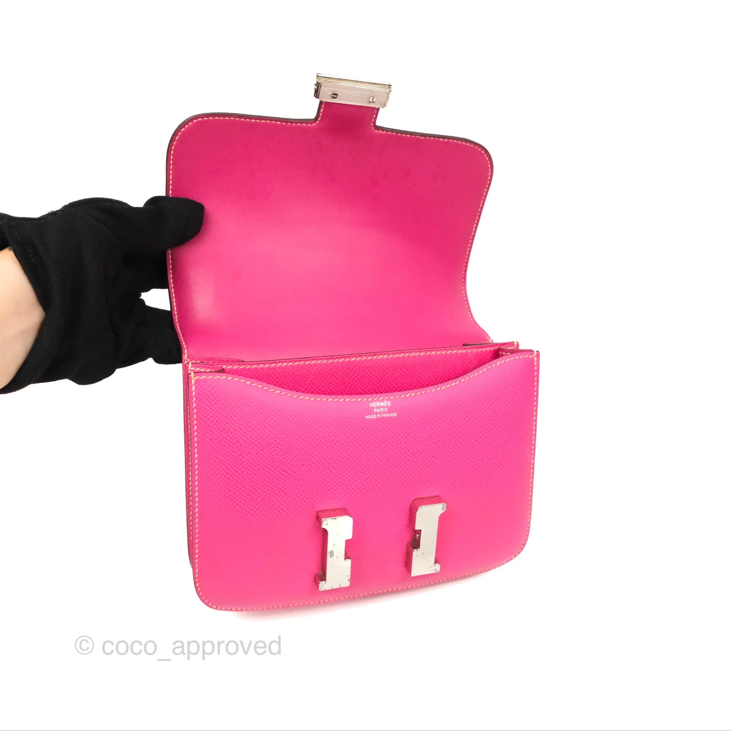 Hermès Constance Mini 18cm Rose Tyrien Epsom Palladium Hardware