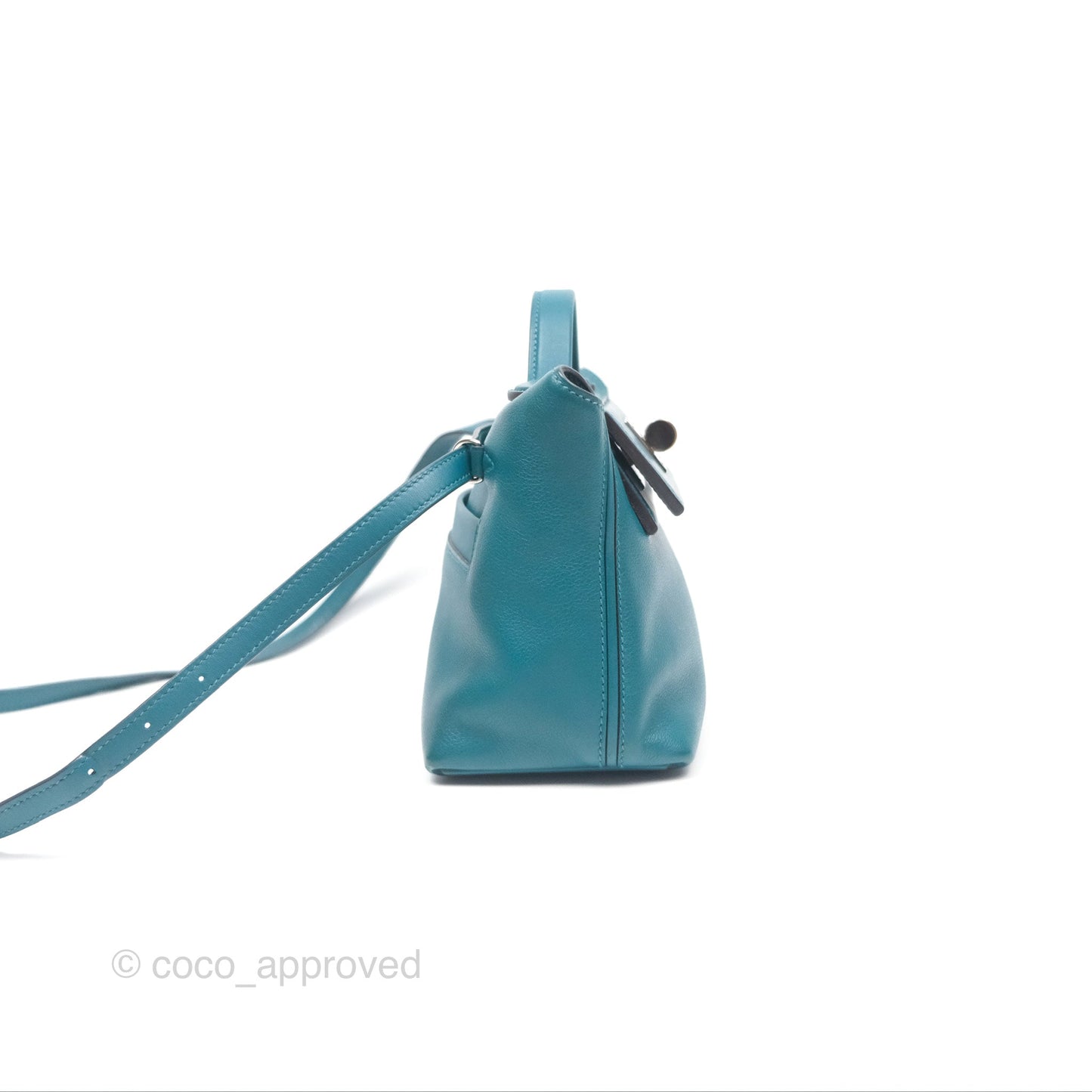 Hermès 24/24 21 Mini Vert Bosphore Evercolor Swift Palladium Hardware
