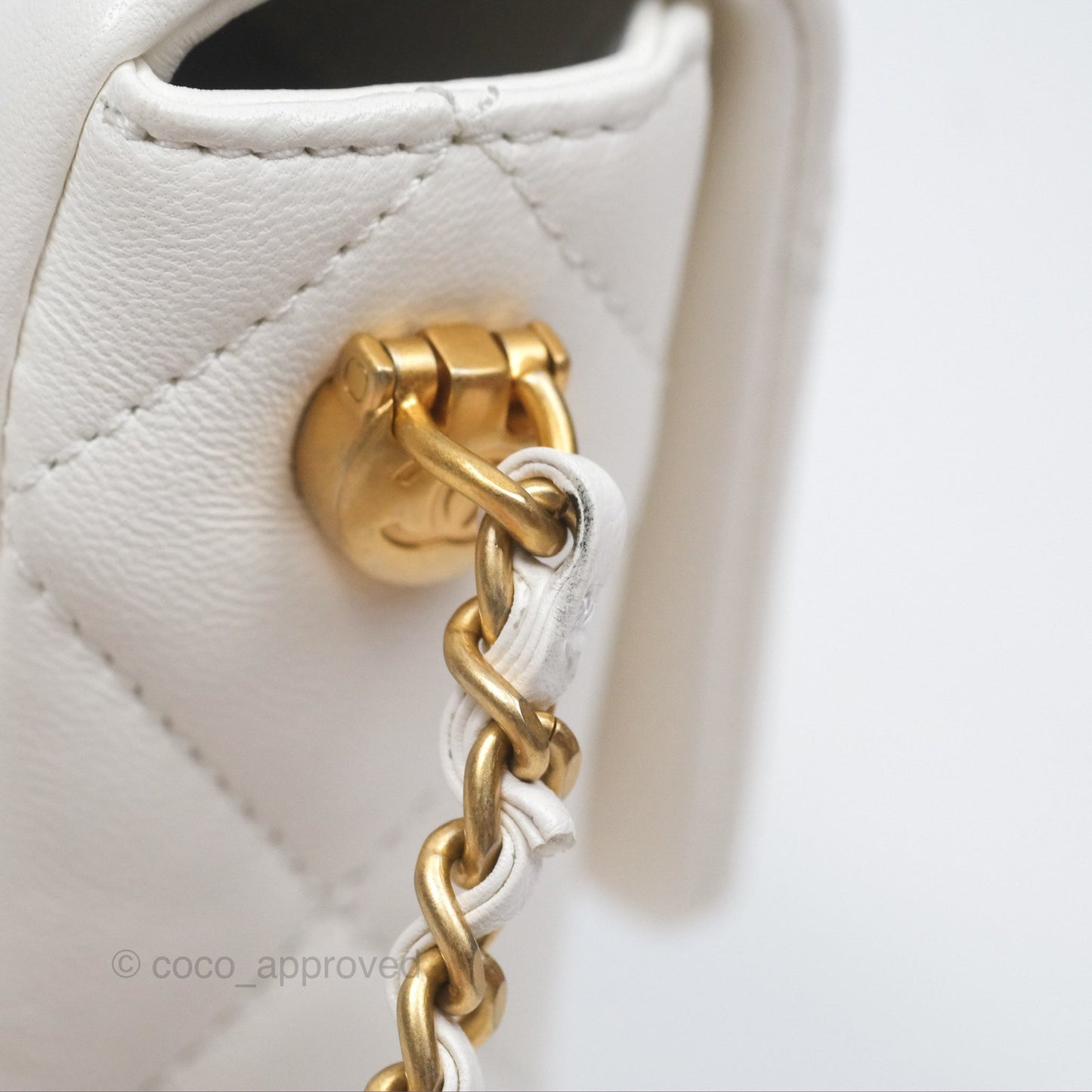 Chanel Quilted My Perfect Mini With Pearl White Lambskin Aged Gold Hardware 21K