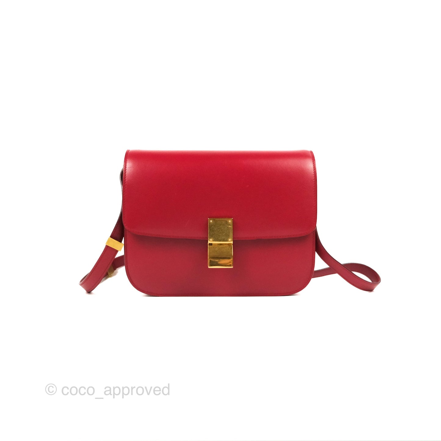 Celine Medium Classic Box Flap Red Calfskin