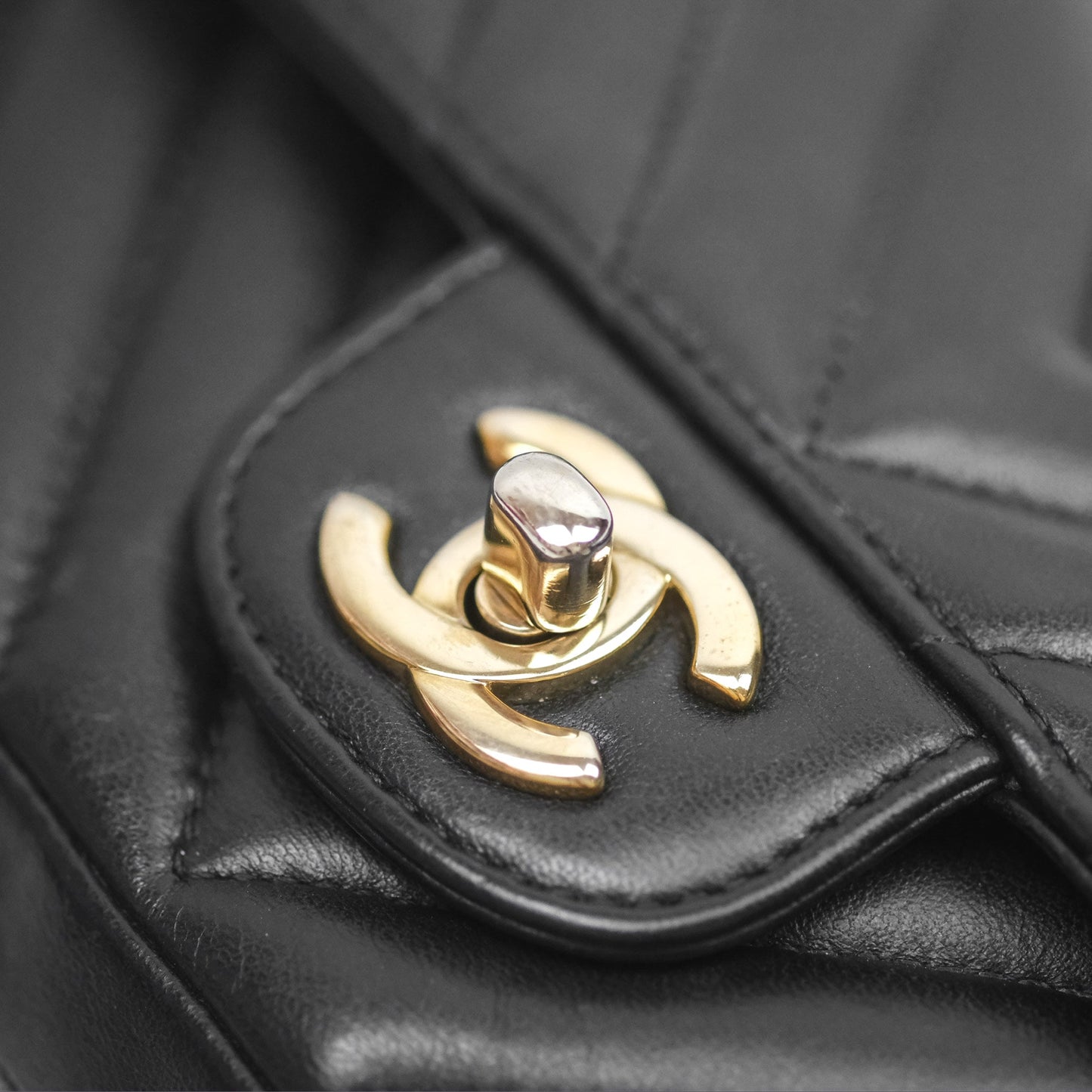 Chanel Mini Rectangular Chevron Black Lambskin Gold Hardware