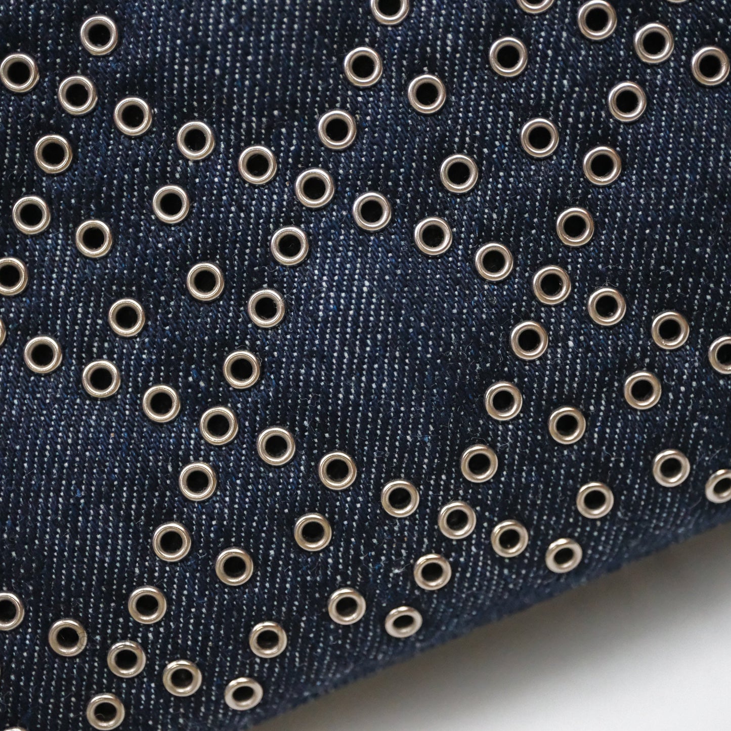 Christian Dior Medium Lady D-Joy Denim Eyelet Silver Hardware