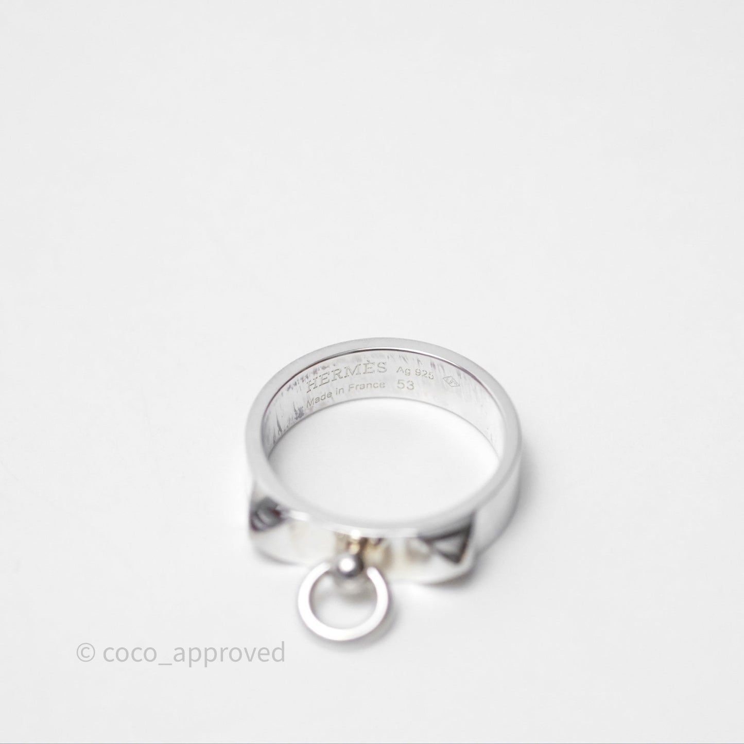 Hermes Collier de Chien Ring PM Sterling Silver Size 53