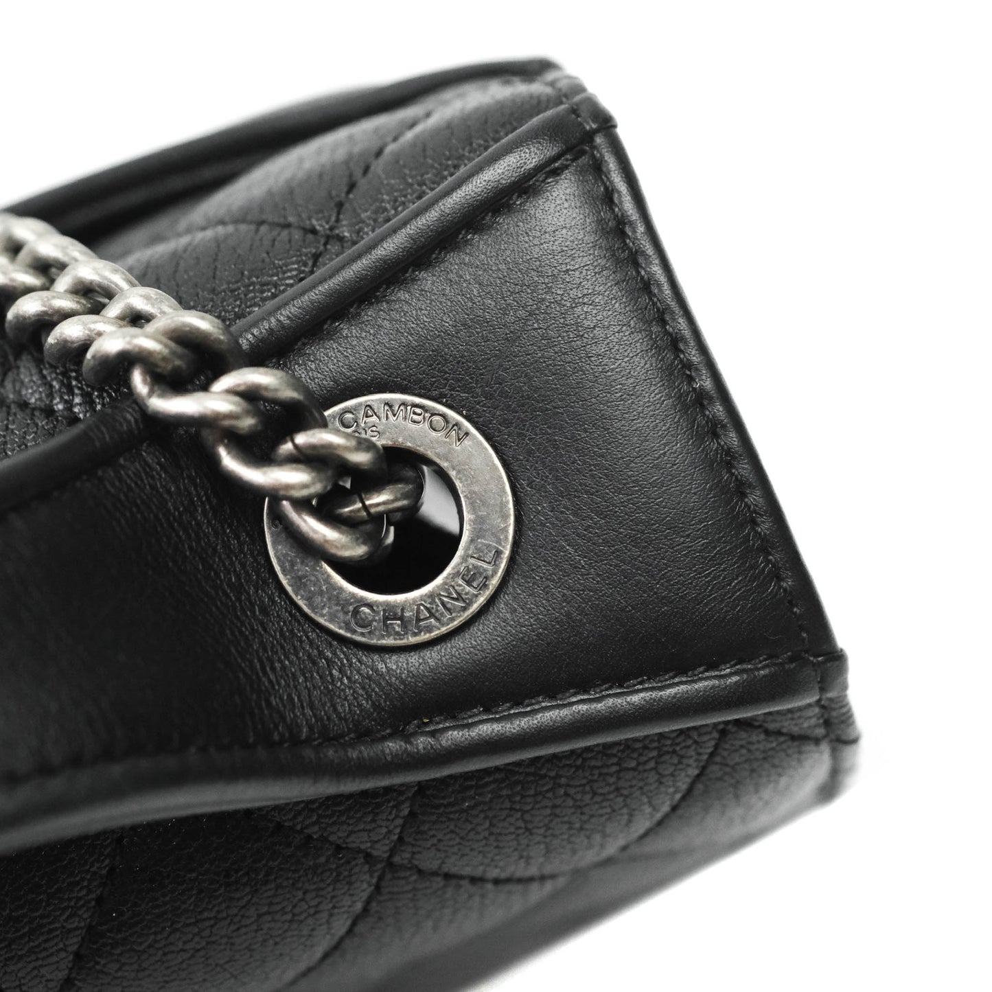Chanel Small CC University Flap Bag Black Calfskin Ruthenium Hardware