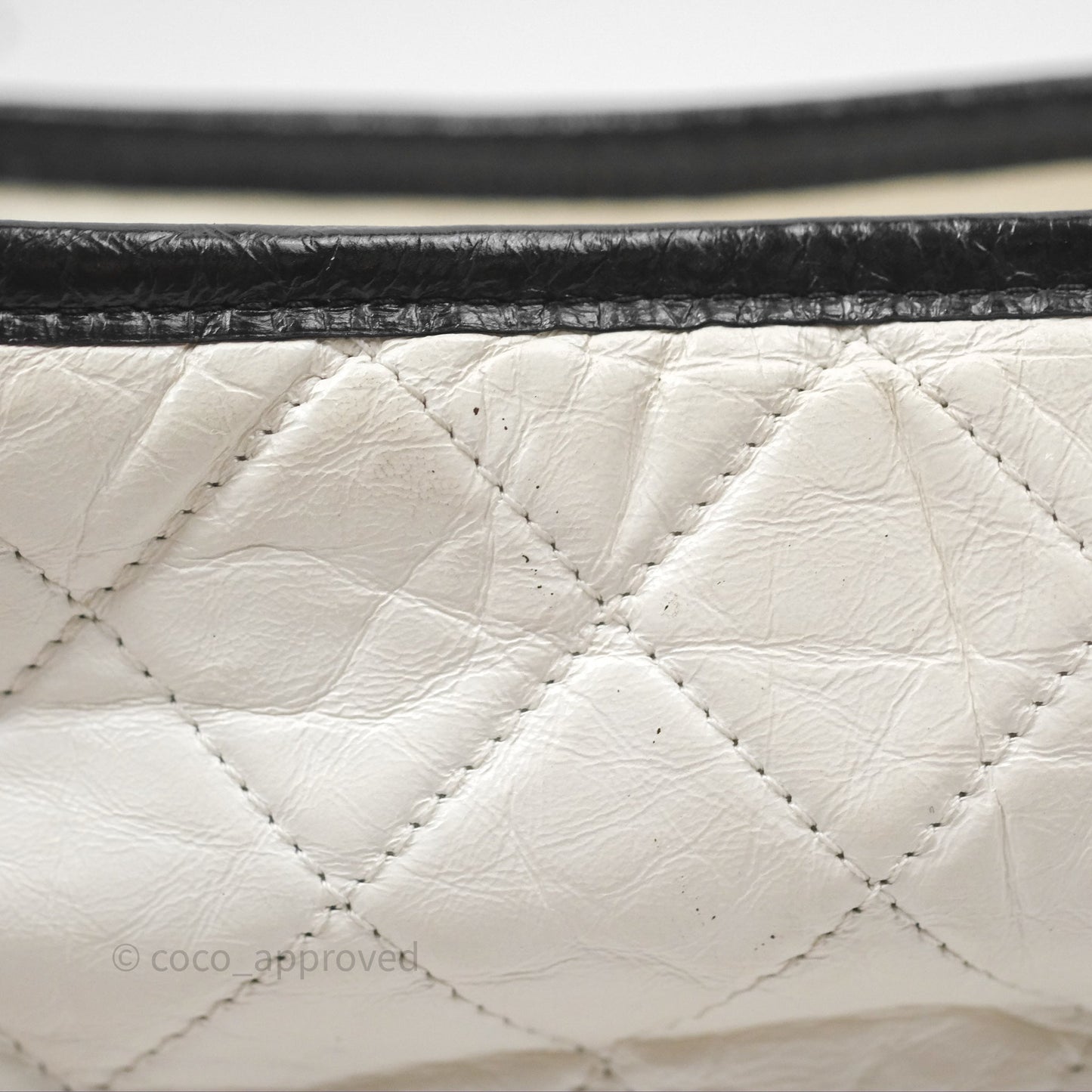 Chanel Small Gabrielle Hobo Quilted Black White Aged Calfskin