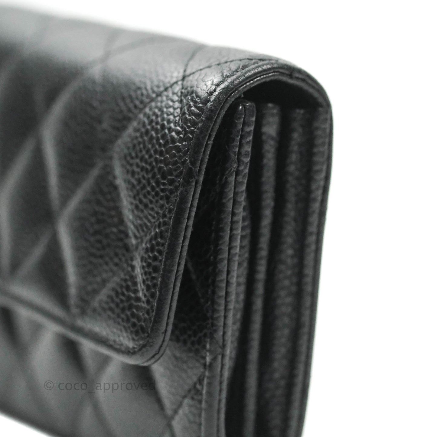 Chanel Quilted Long Wallet Black Caviar Gold Hardware