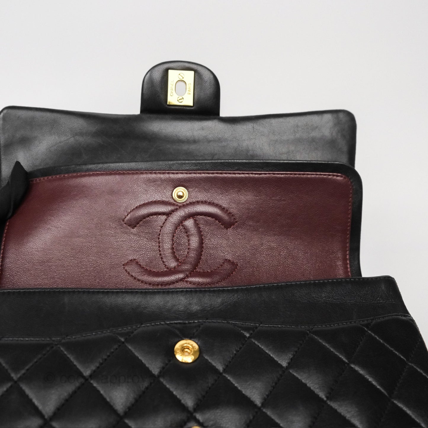 Chanel Classic M/L Medium Flap Quilted Black Lambskin Gold Hardware