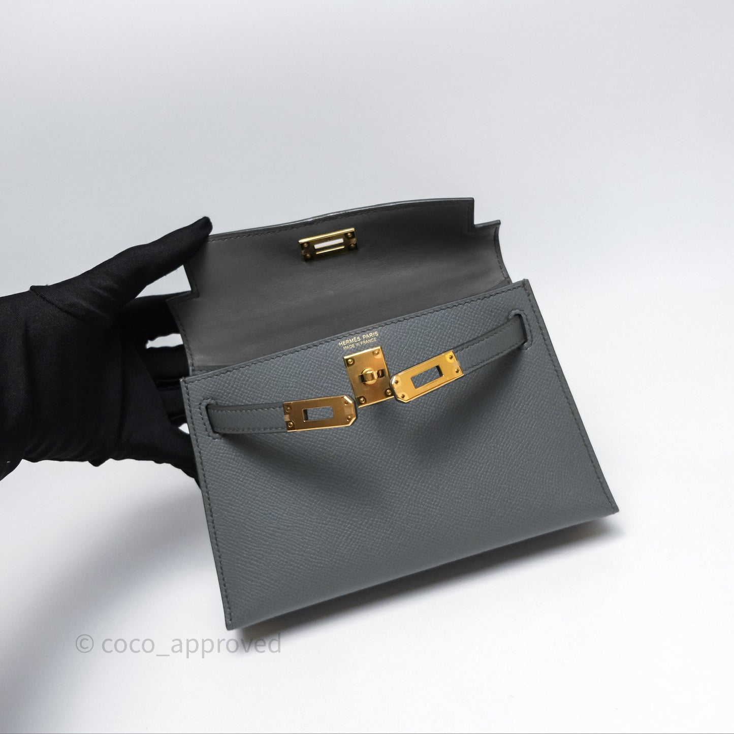 Hermès Mini Kelly II Vert Amande 63 Epsom Gold Hardware