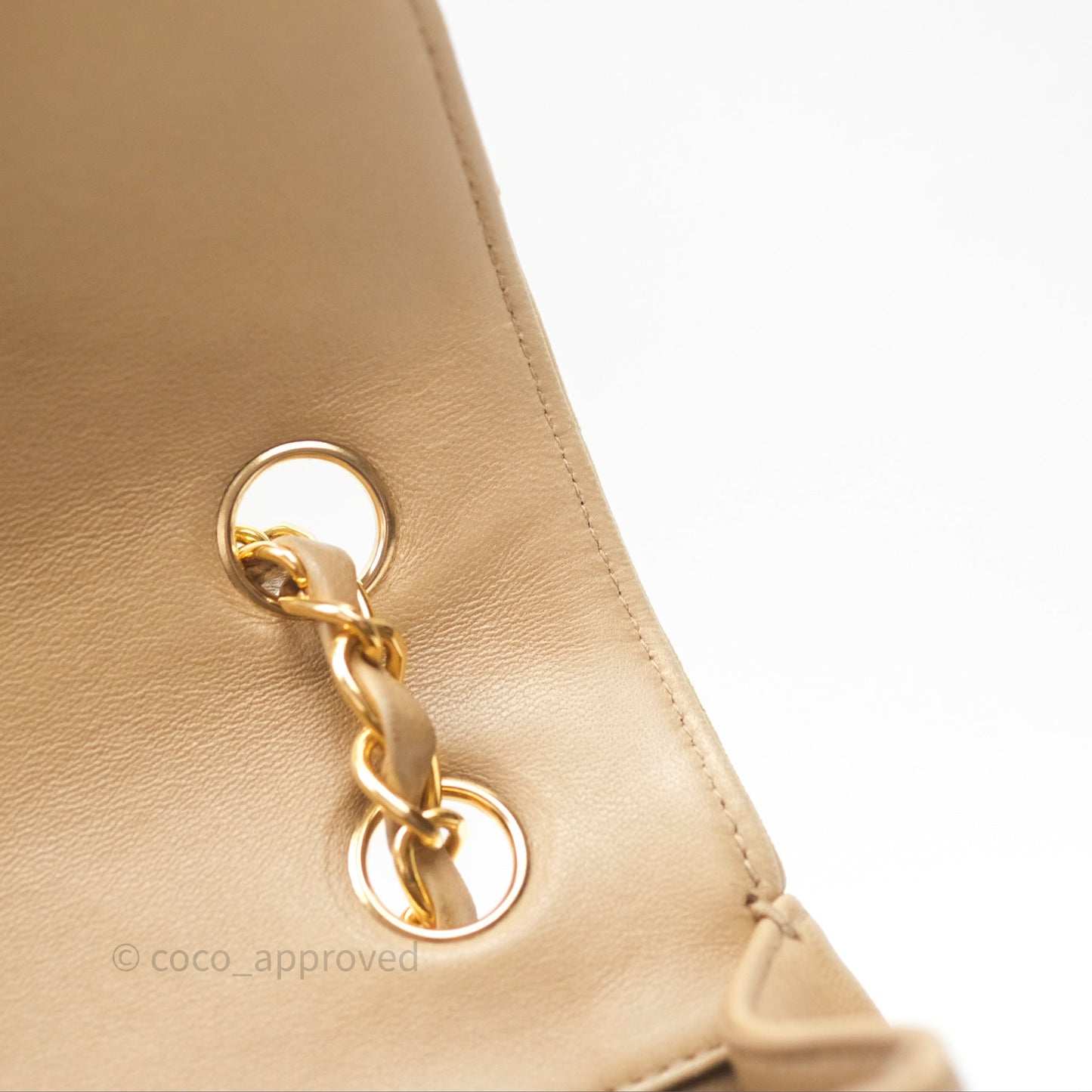 Chanel Vintage Medium Flap Chevron Beige Lambskin 24K Gold Hardware