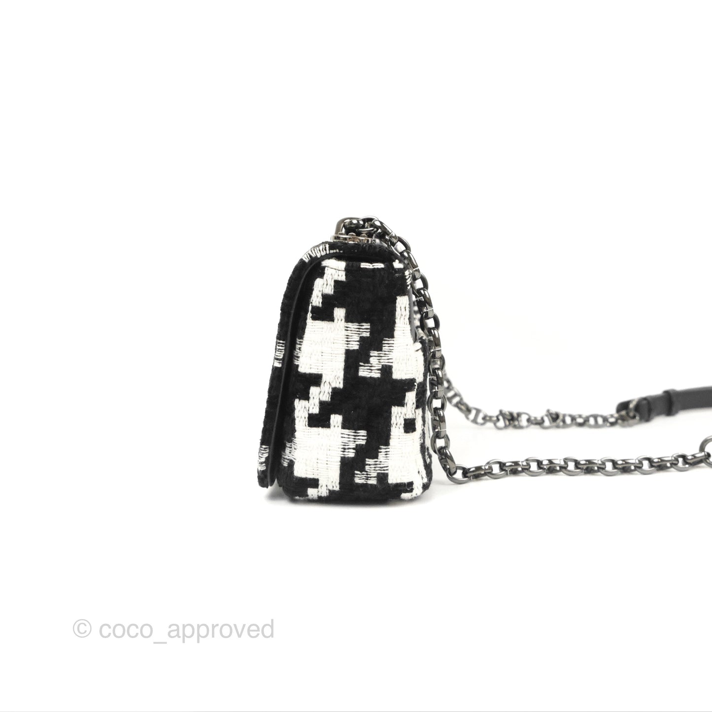 Dior Small Caro Bag Black & White Macro Houndstooth Fabric
