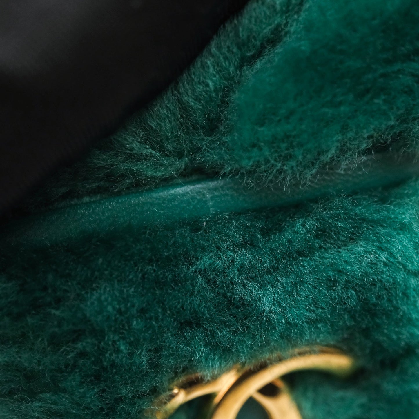 Chanel Small Vanity Case Green Shearling Aged Gold Hardware 22A