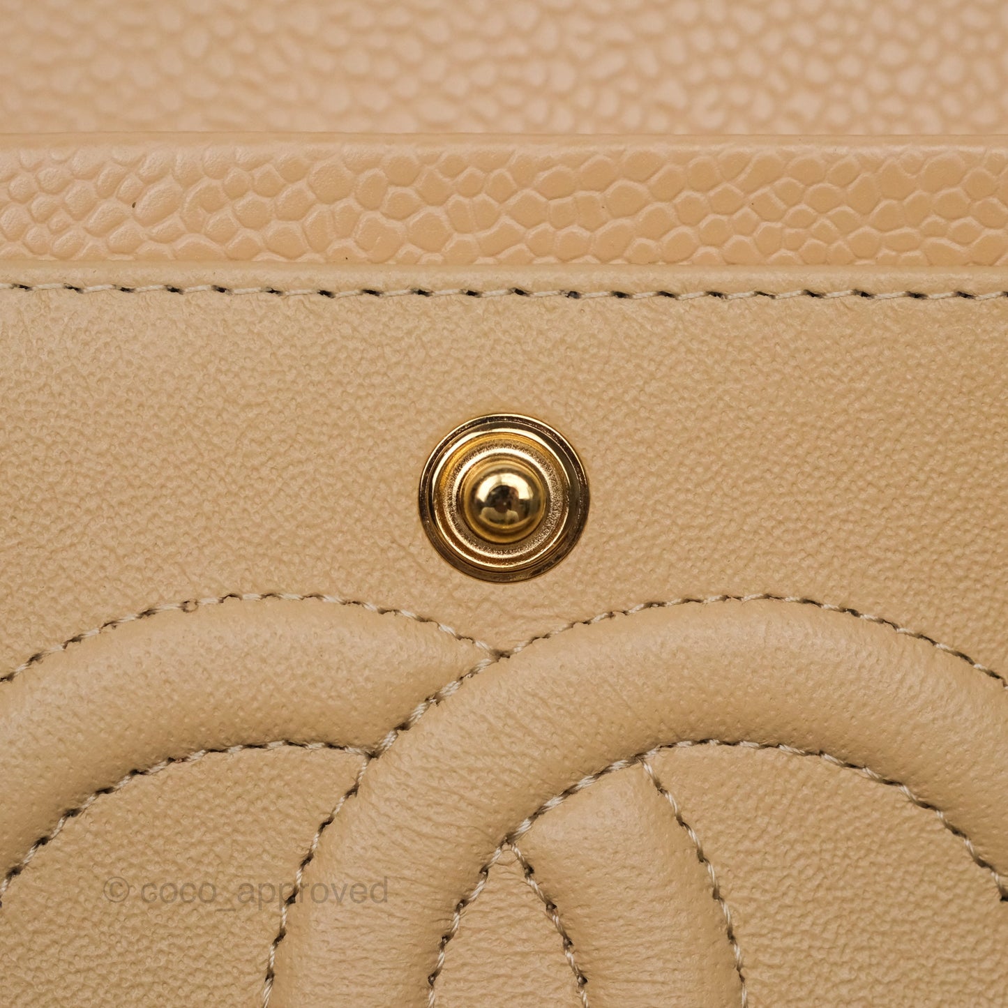 Chanel Classic M/L Medium Flap Quilted Beige Caviar Gold Hardware
