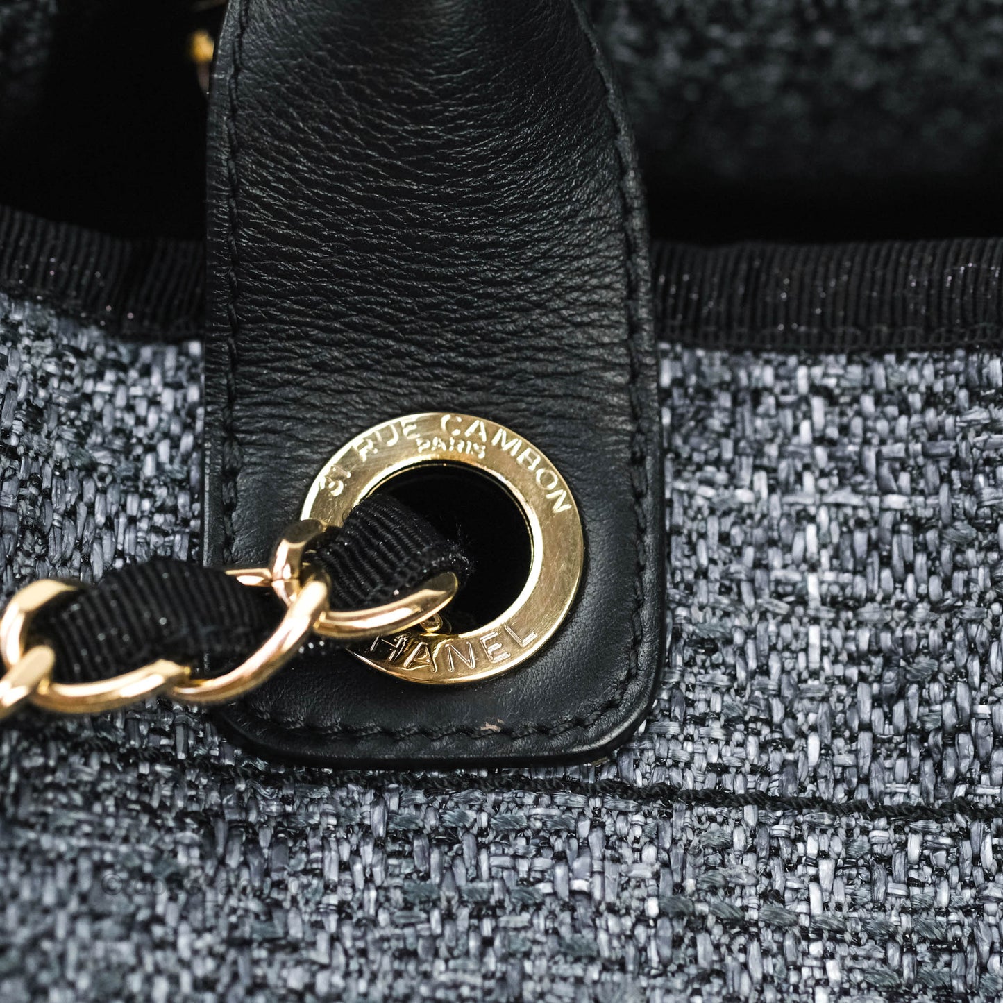 Chanel Large Deauville Charcoal Grey Canvas