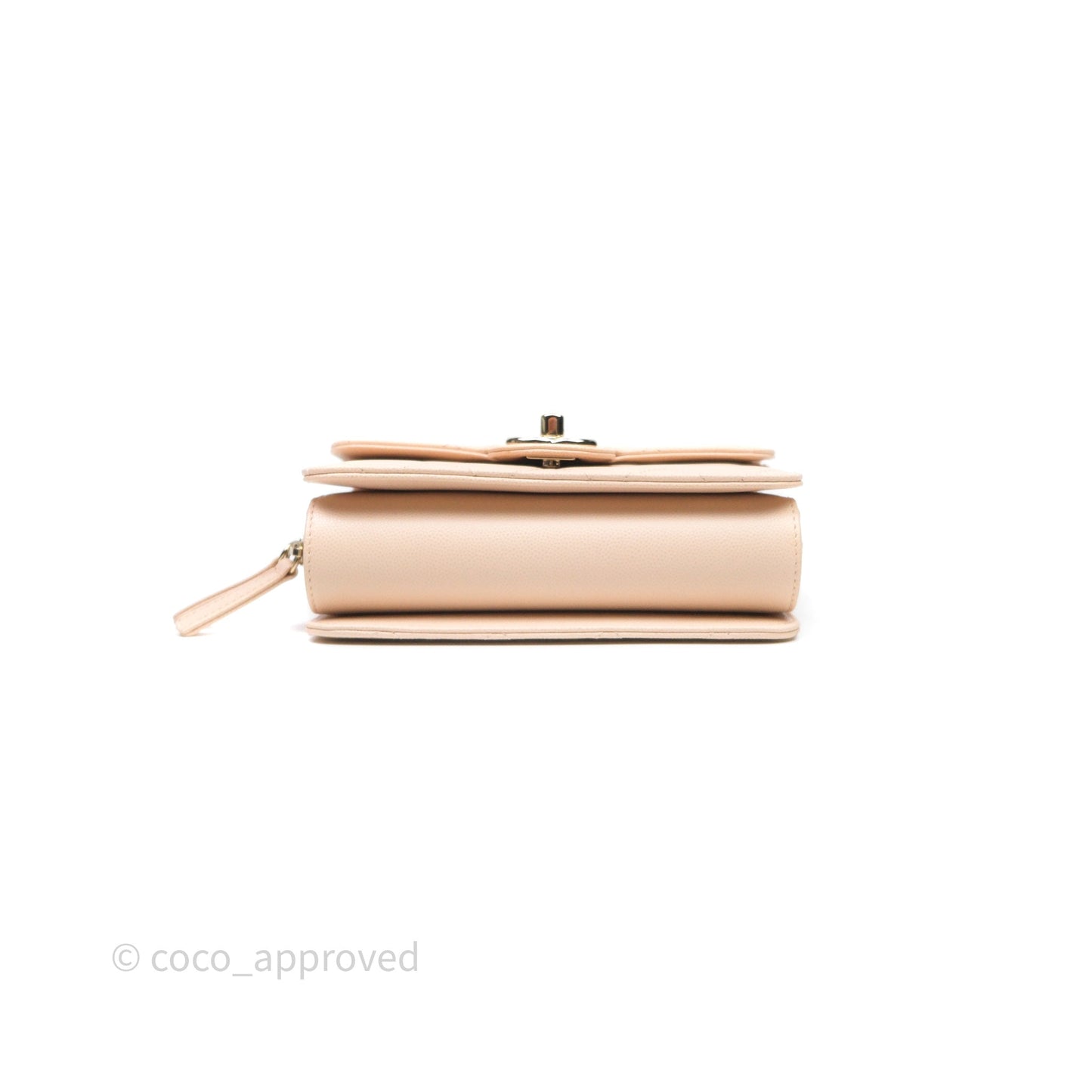 Chanel Small Like The Wallet Flap Quilted Light Beige Pink Caviar Gold Hardware 22C