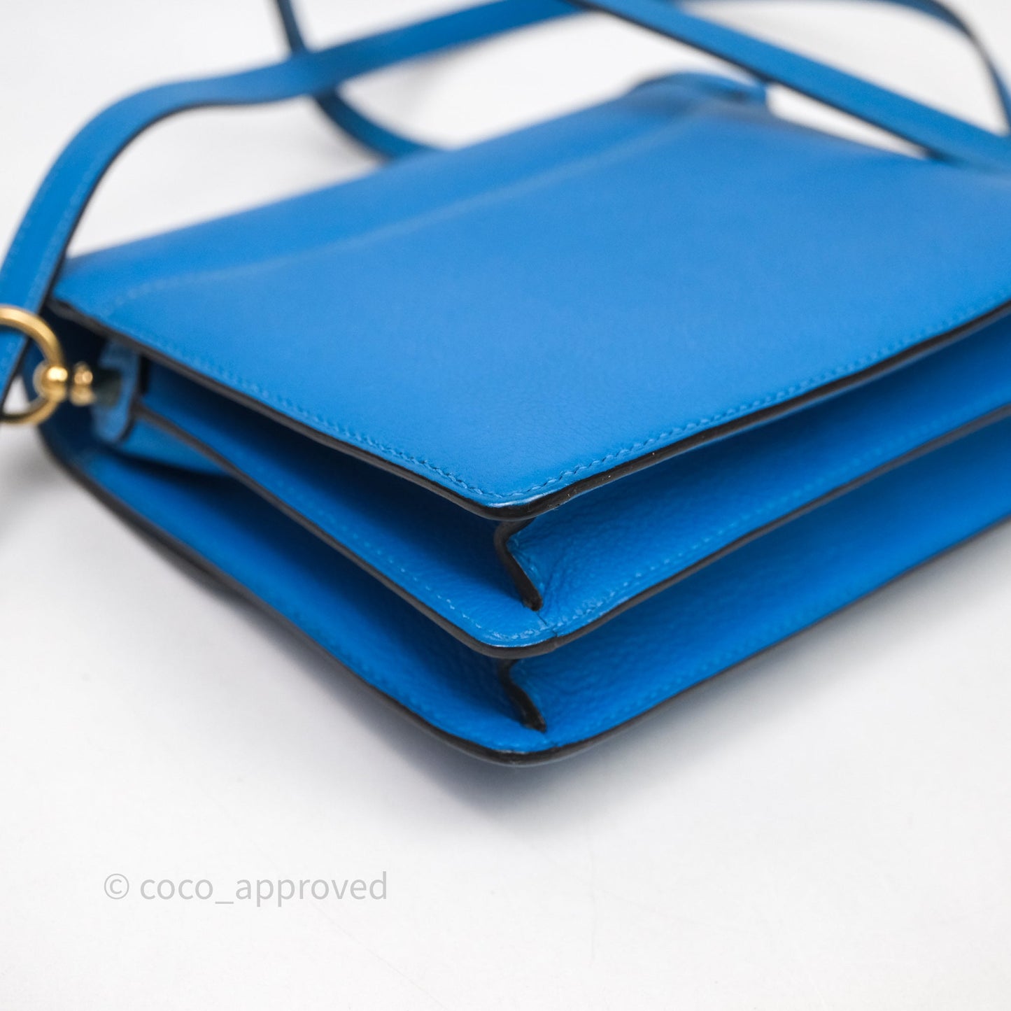 Hermès Roulis Mini 18 Bleu Zanzibar B3 Evercolor Gold Hardware