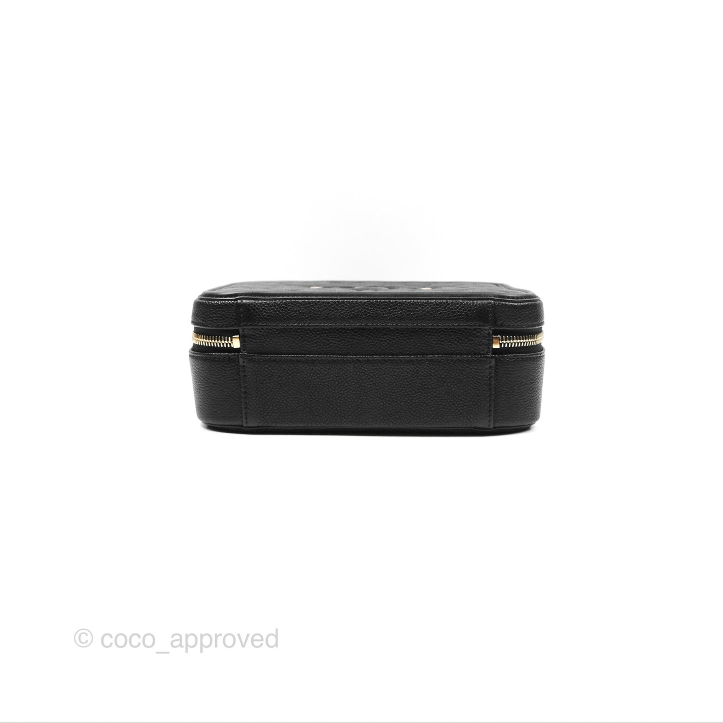 Chanel Quilted Medium CC Filigree Vanity Case Black Caviar Aged Gold Hardware