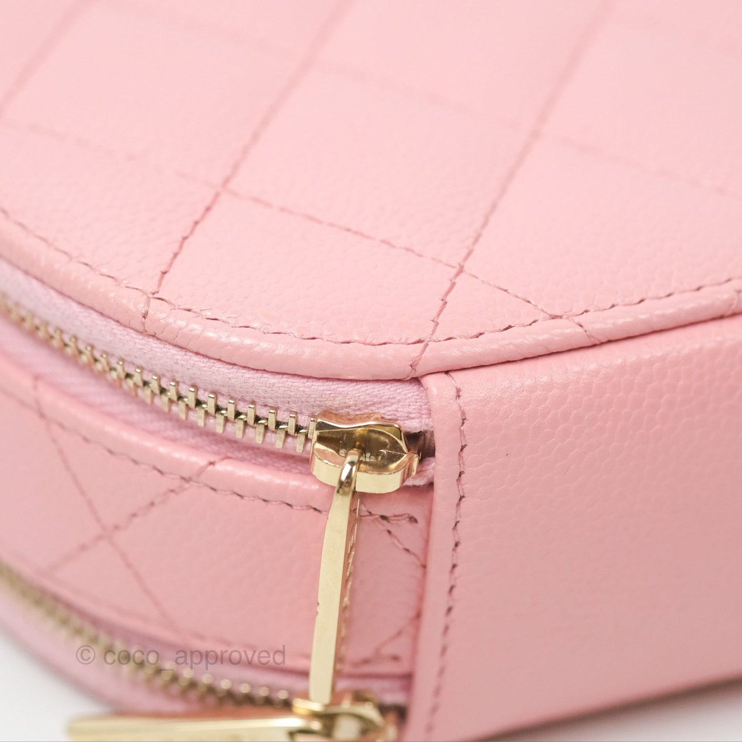Chanel Mini Round Vanity Bag Handle With Care Pink Caviar 22C