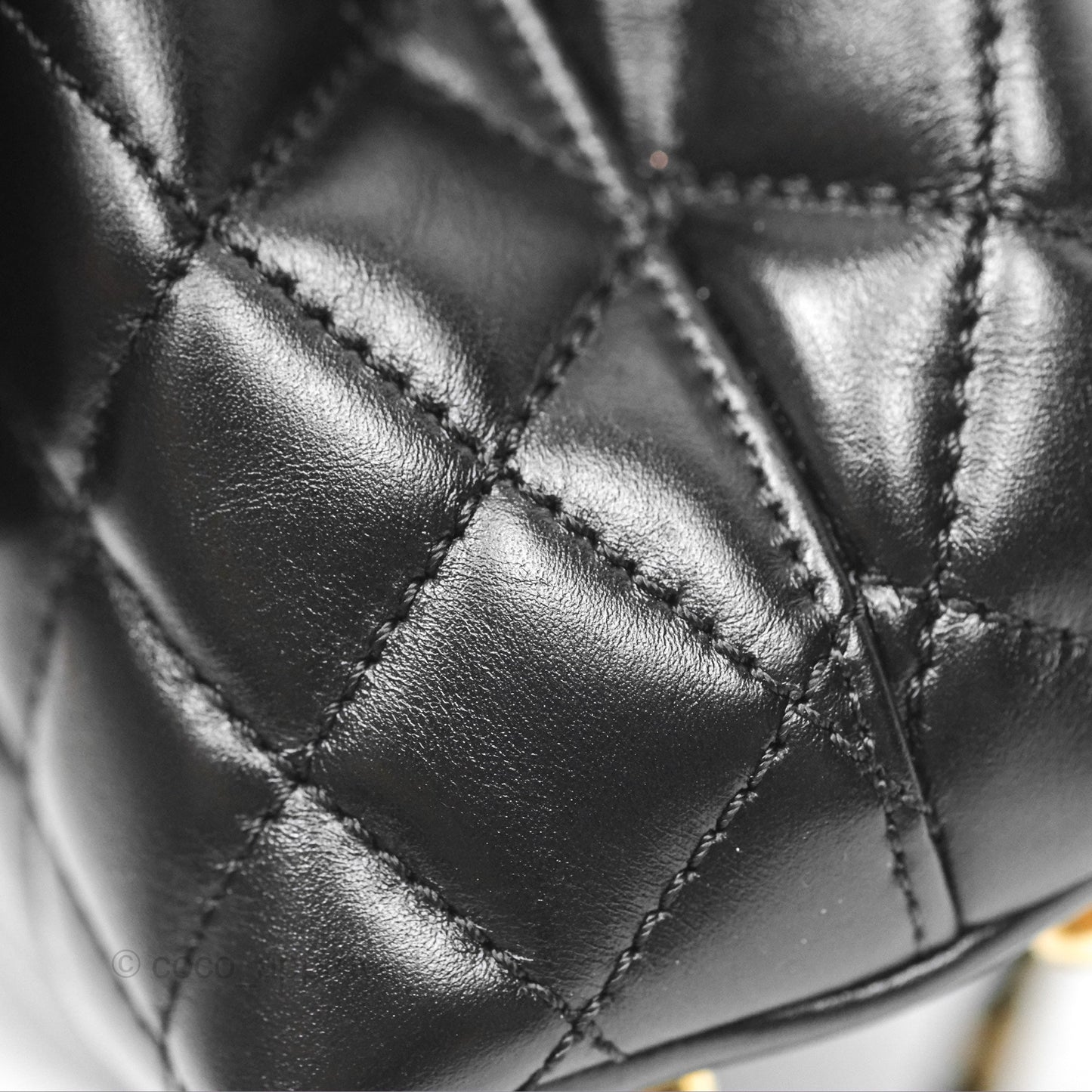 Chanel Small Coco Handle Quilted Black Calfskin Aged Gold Hardware