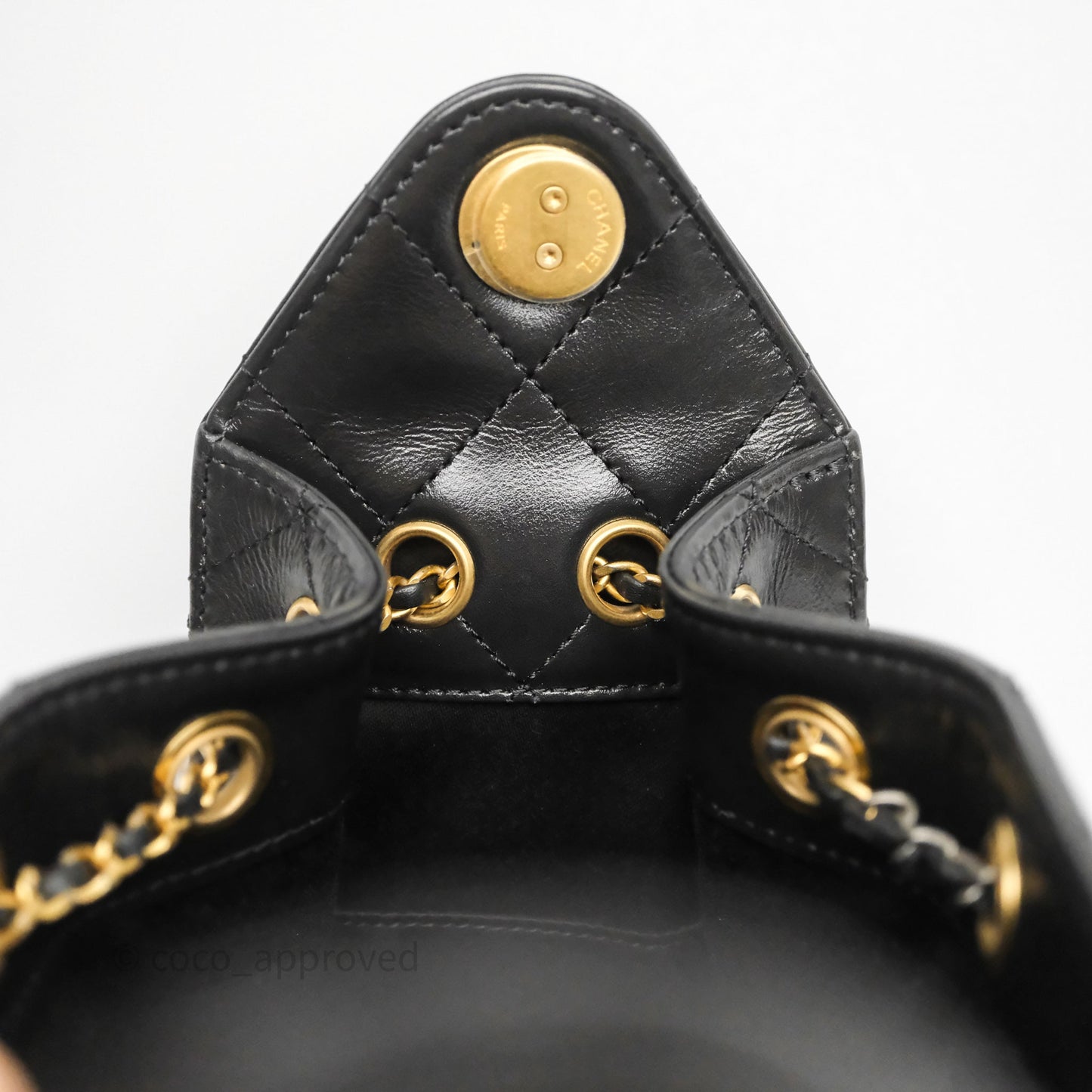 Chanel 25 Mini Black Shiny Crumpled Calfskin Mixed Hardware