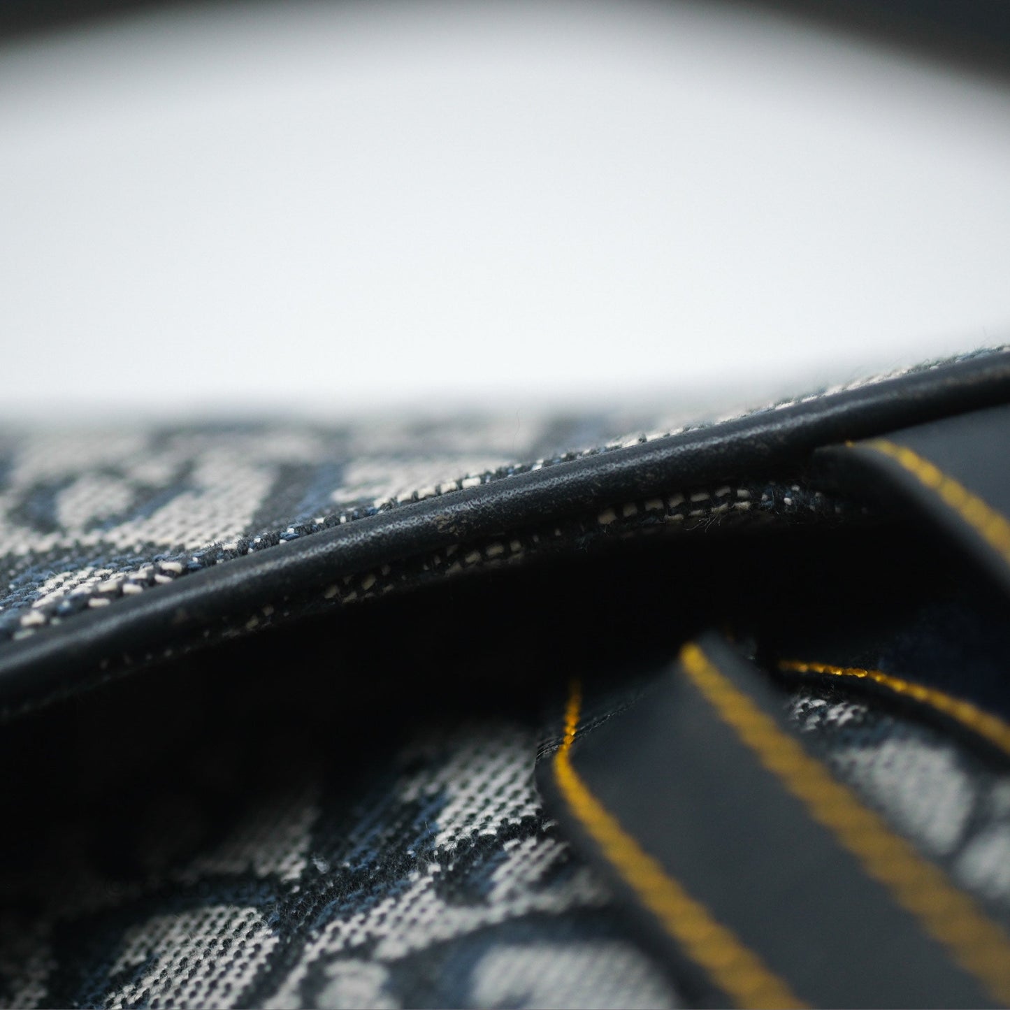 Christian Dior Vintage Saddle Bag Blue Oblique Jacquard Gold Hardware
