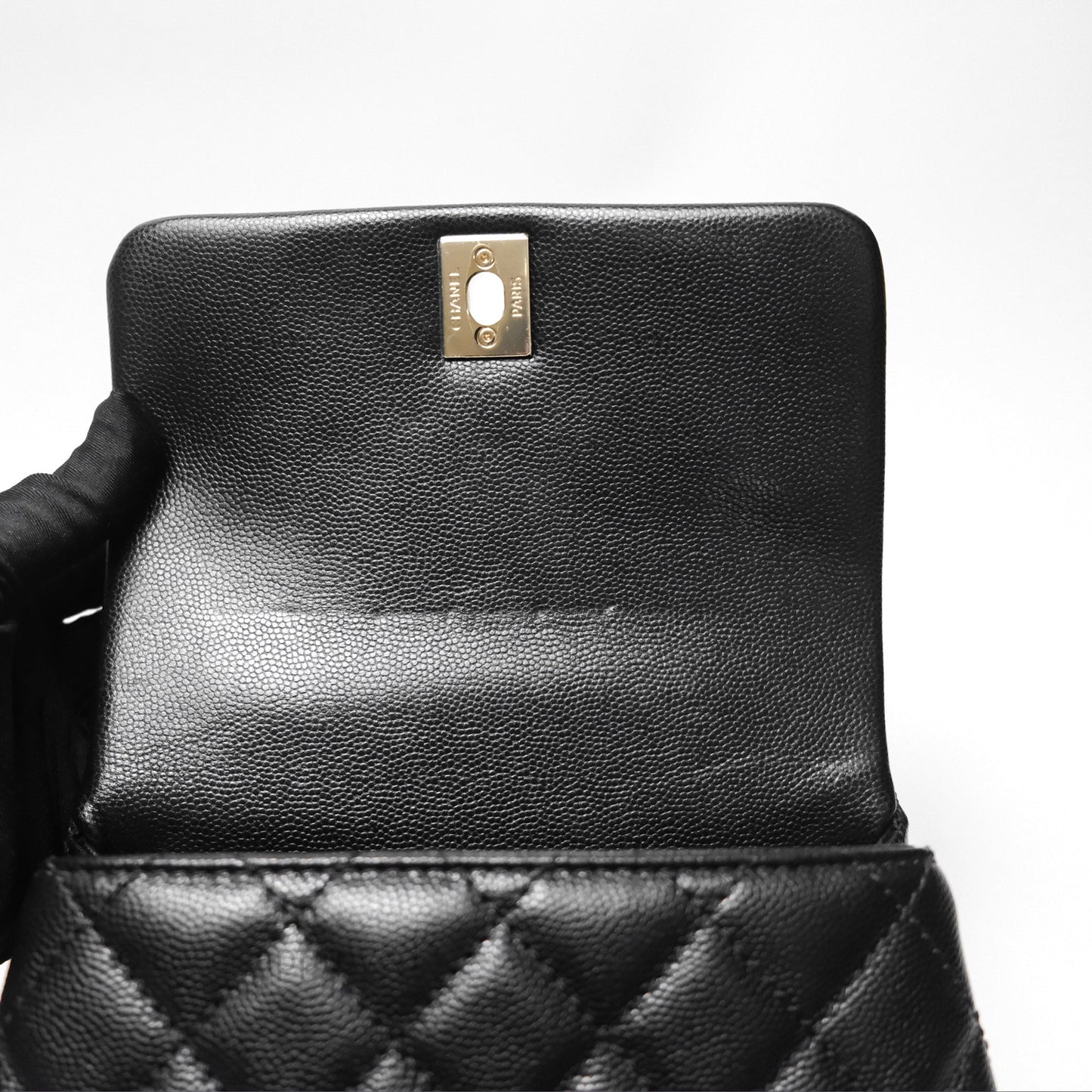 Chanel Mini Coco Handle Quilted Black Caviar Gold Hardware