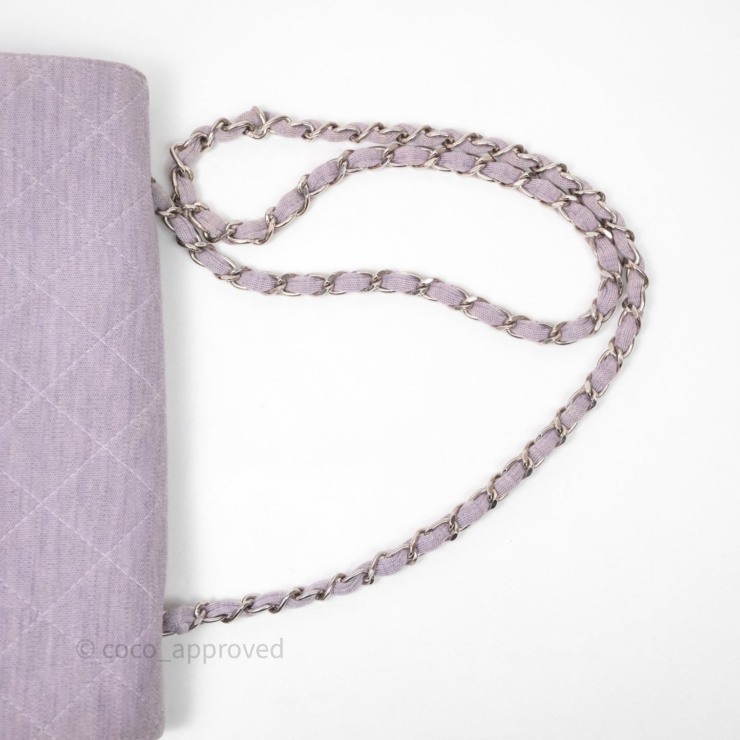 Chanel Medium Single Jersey Flap Bag Purple Silver Hardware