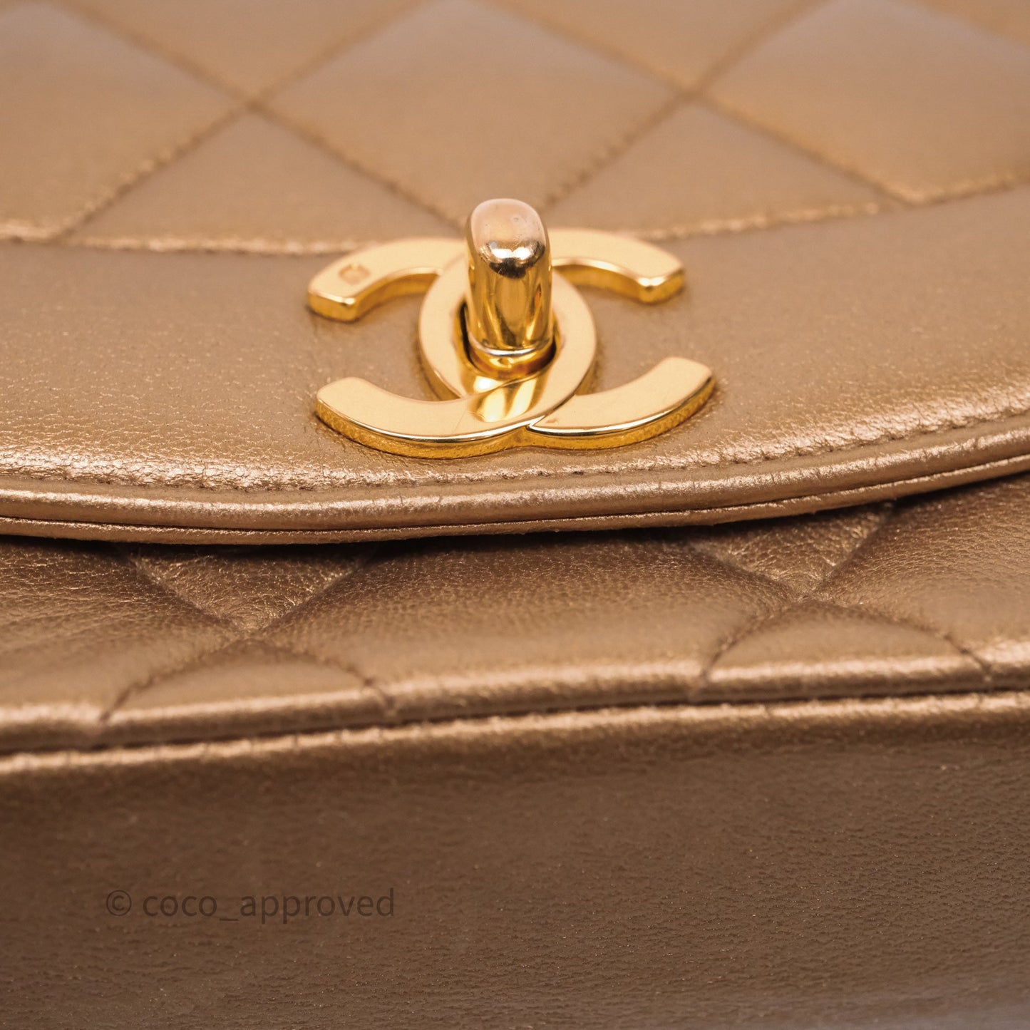 Chanel Vintage Small Quilted Classic Diana Flap Bag Gold Lambskin 24K Gold Hardware