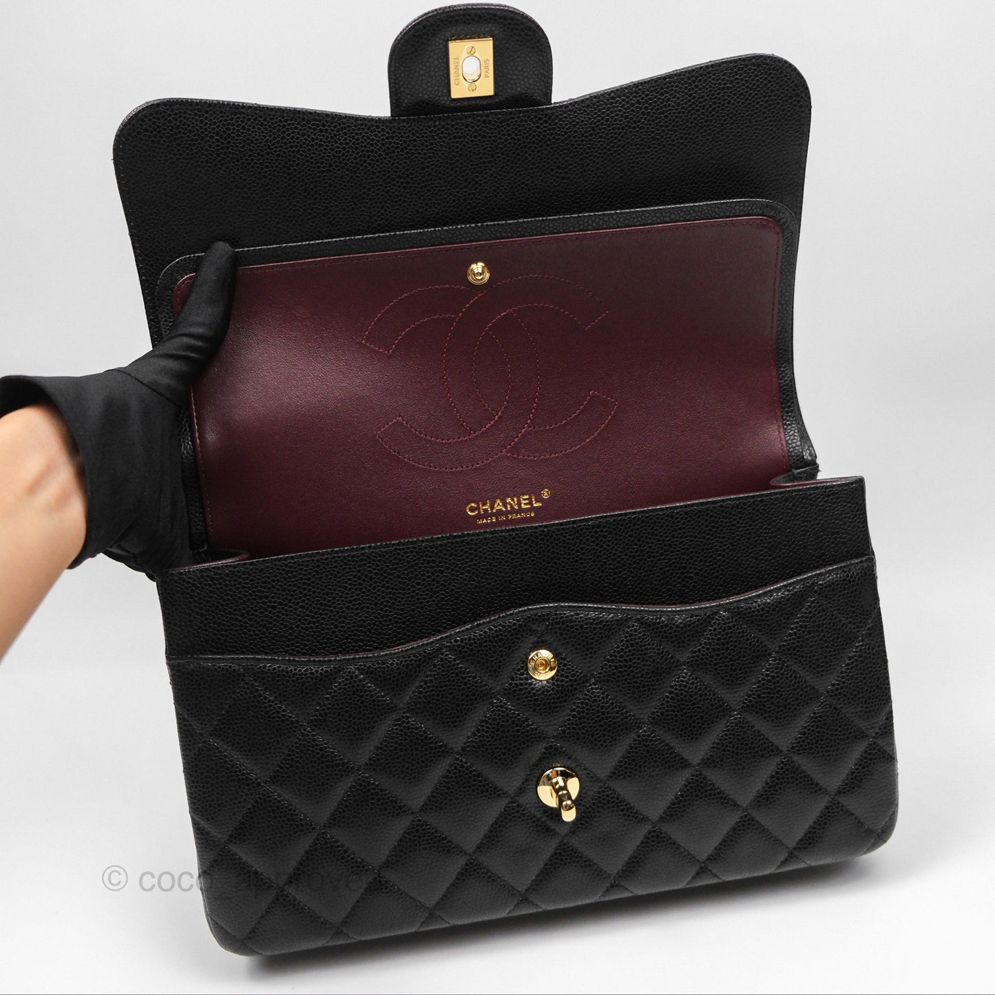 Chanel Jumbo Double Flap Black Caviar Gold Hardware⁣⁣