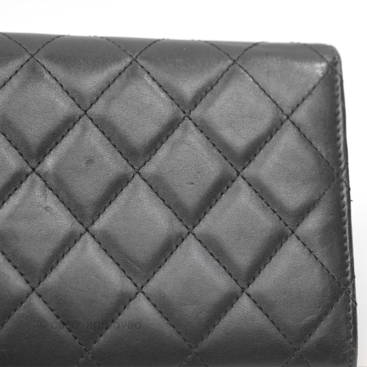 Chanel Quilted Cambon Yen Flap Wallet Black Calfskin Silver Hardware