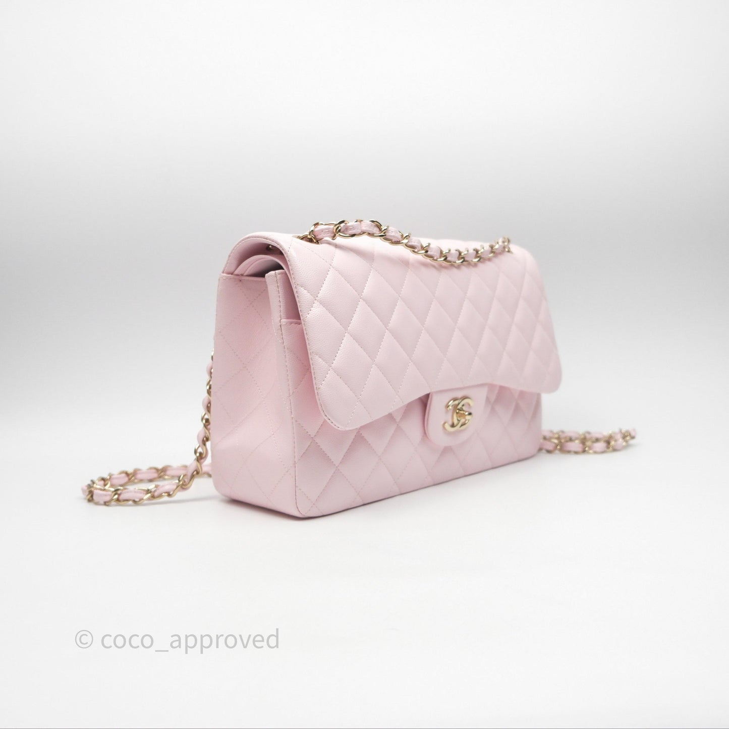 Chanel Jumbo Classic Double Flap Pink Caviar Gold Hardware⁣⁣