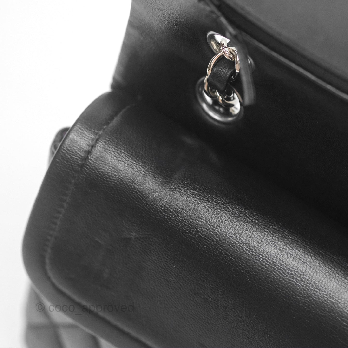 Chanel Classic M/L Medium Flap Quilted Black Lambskin Silver Hardware