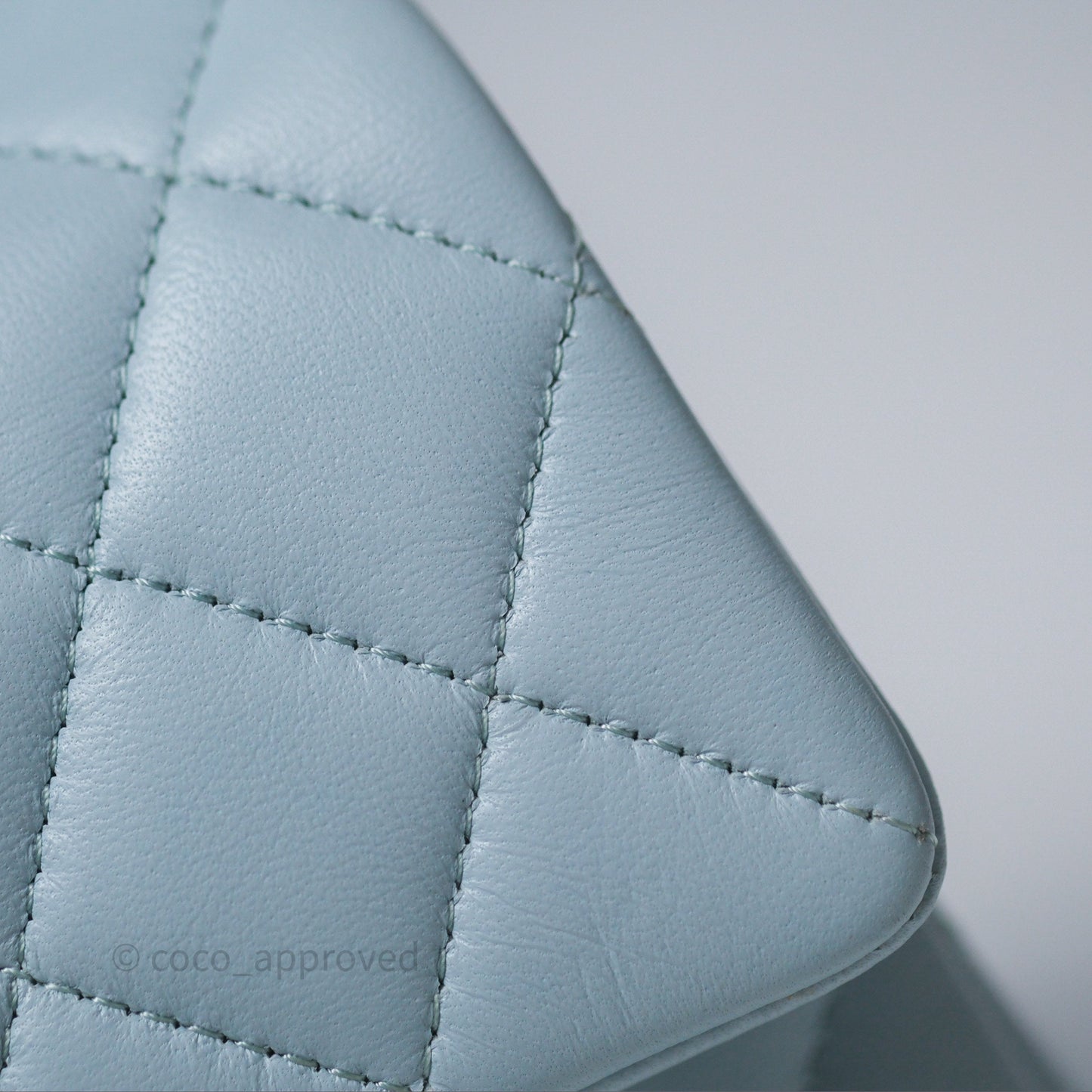 Chanel Top Handle Mini Rectangular Flap Light Blue Lambskin Gold Hardware