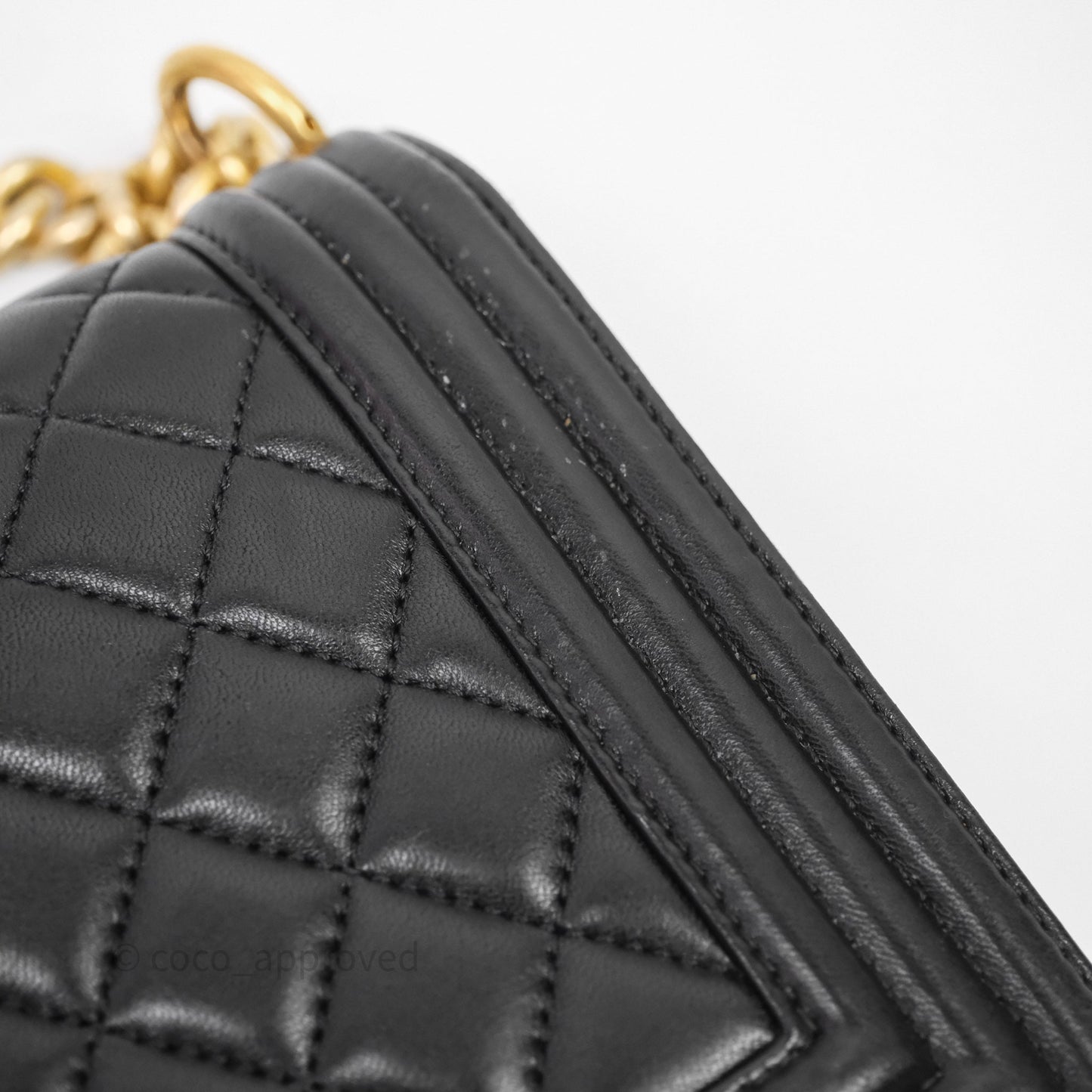 Chanel Medium Boy Quilted Black Lambskin Aged Gold Hardware