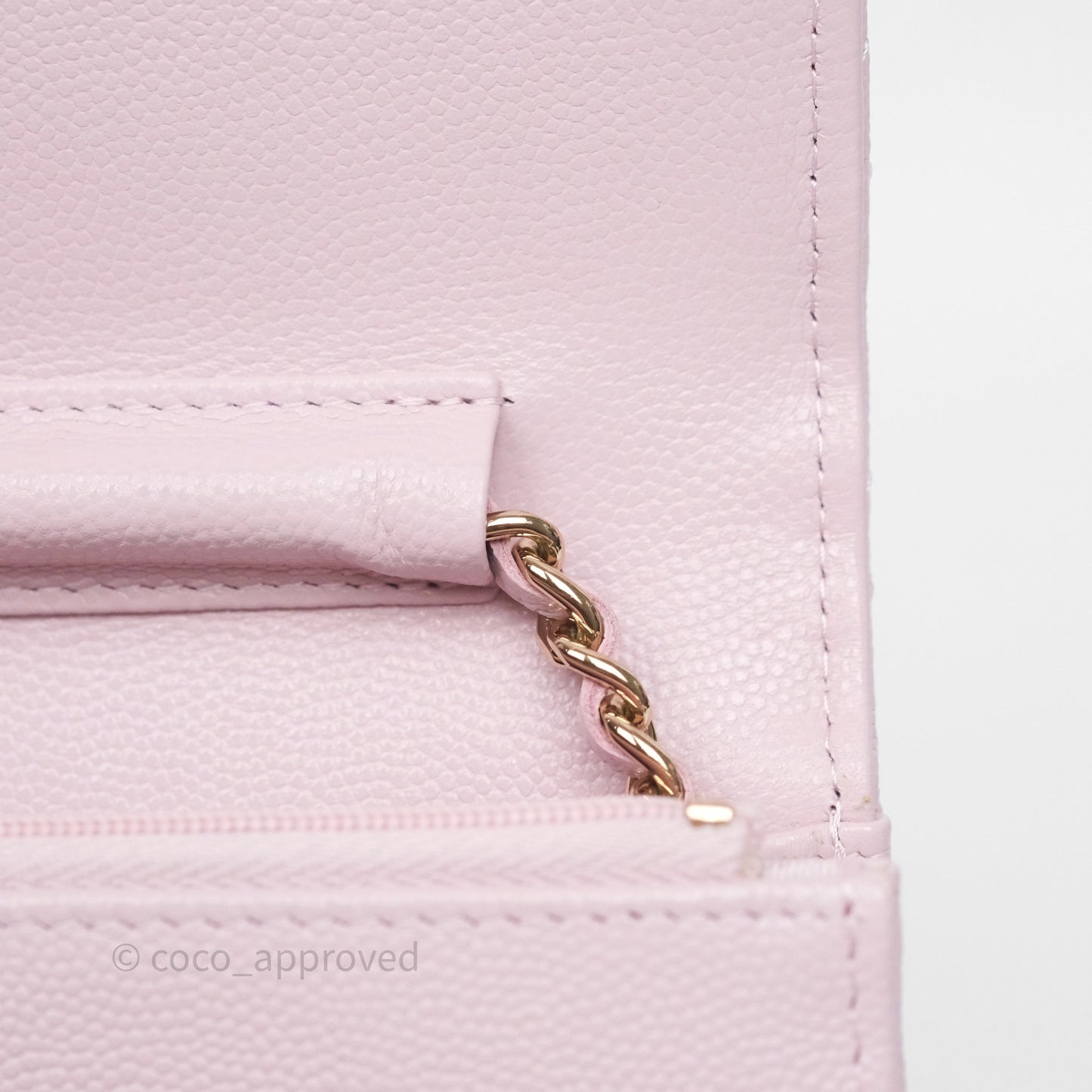 Chanel Classic Quilted Wallet On Chain WOC Pink Caviar Gold Hardware