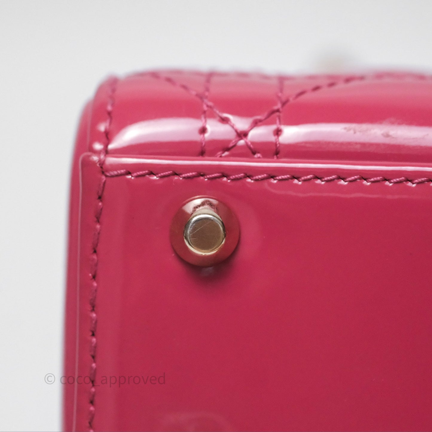 Christian Dior Mini Lady Dior Dusty Pink Patent Cannage Calfskin Gold Hardware