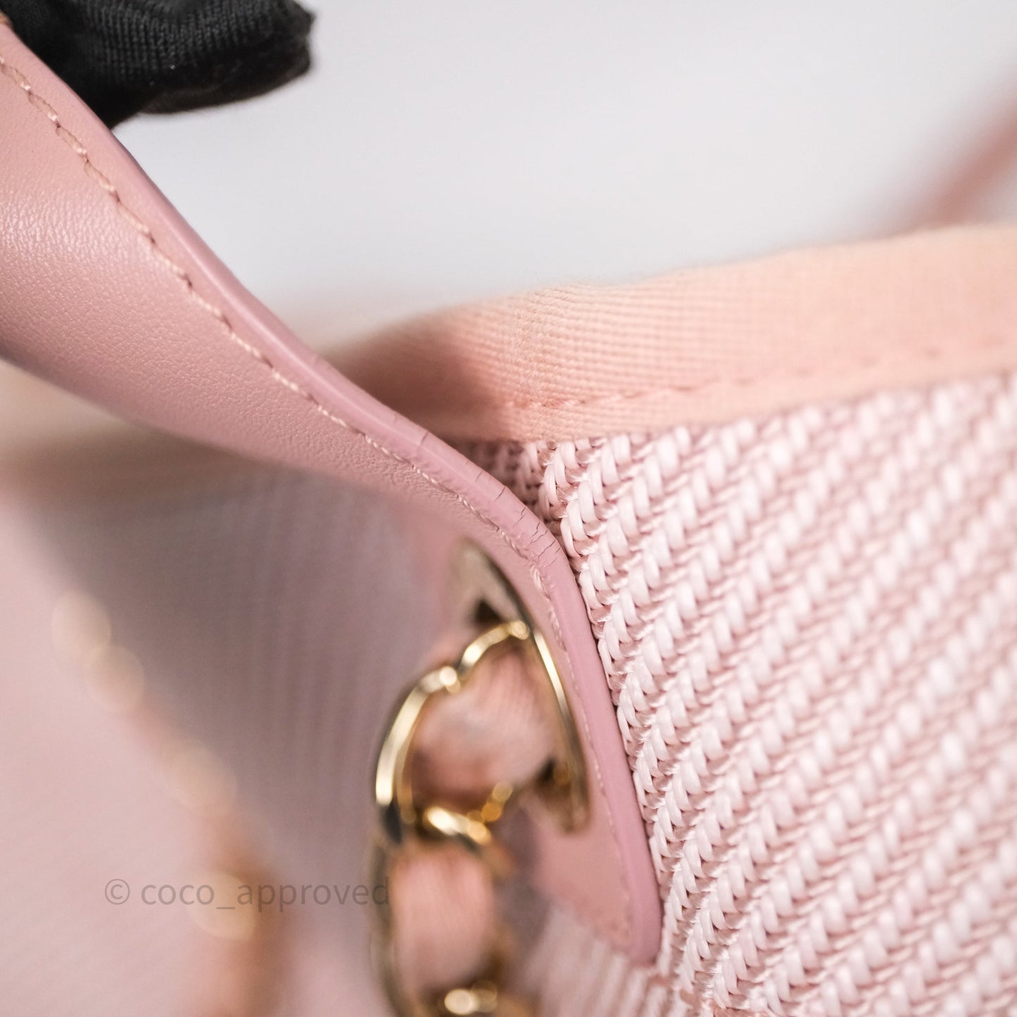 Chanel Large Deauville Tote Pink Canvas Gold Hardware