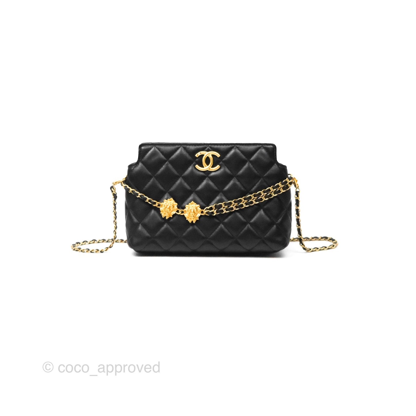Chanel Clutch With Chain Black Lambskin Gold Hardware 23A
