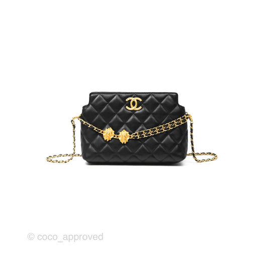 Chanel Clutch With Chain Black Lambskin Gold Hardware 23A