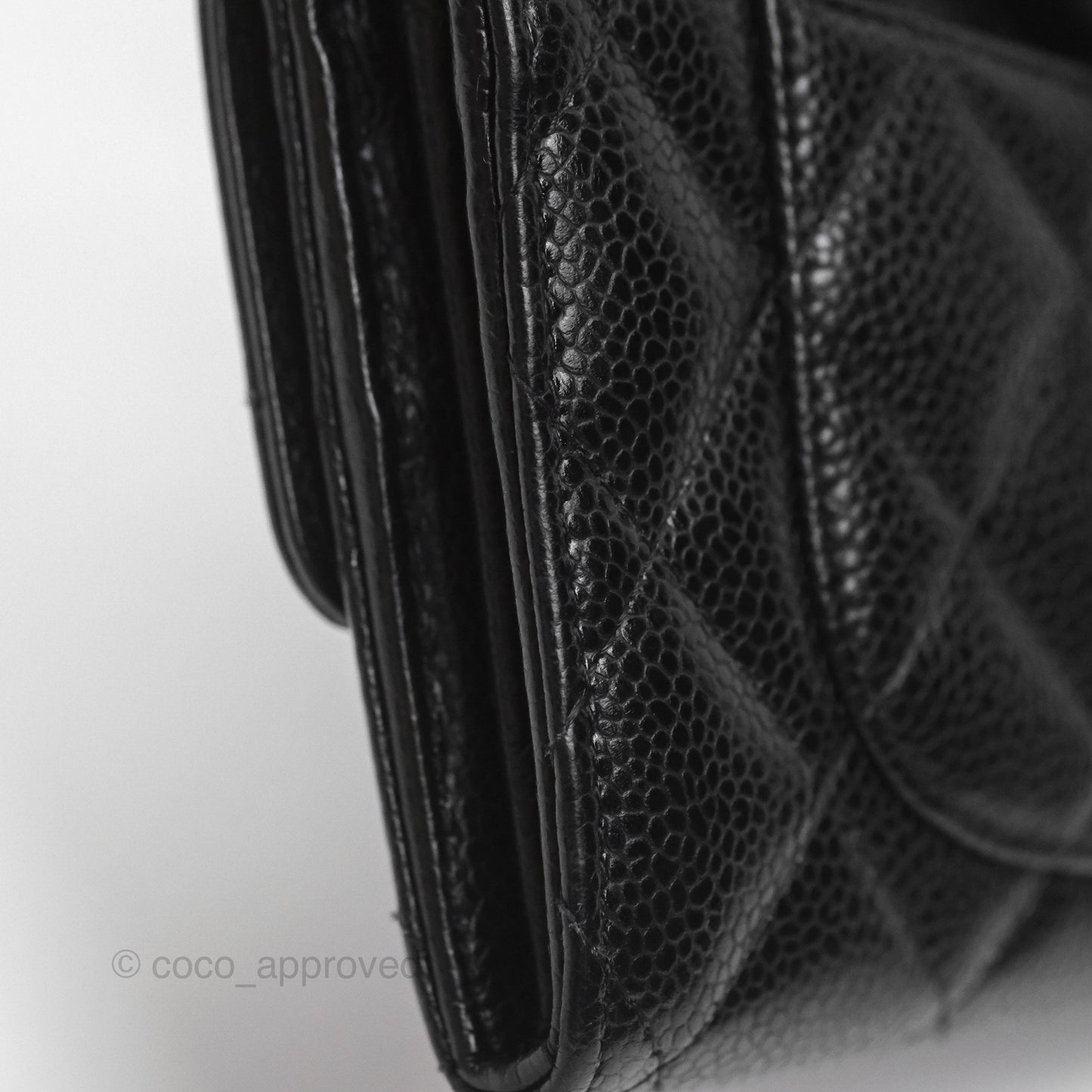 Chanel Quilted Classic Zip Long Wallet Black Caviar Gold Hardware