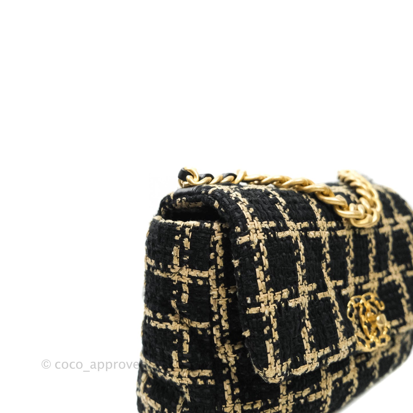 Chanel 19 Small Tweed Black Beige Mixed Hardware