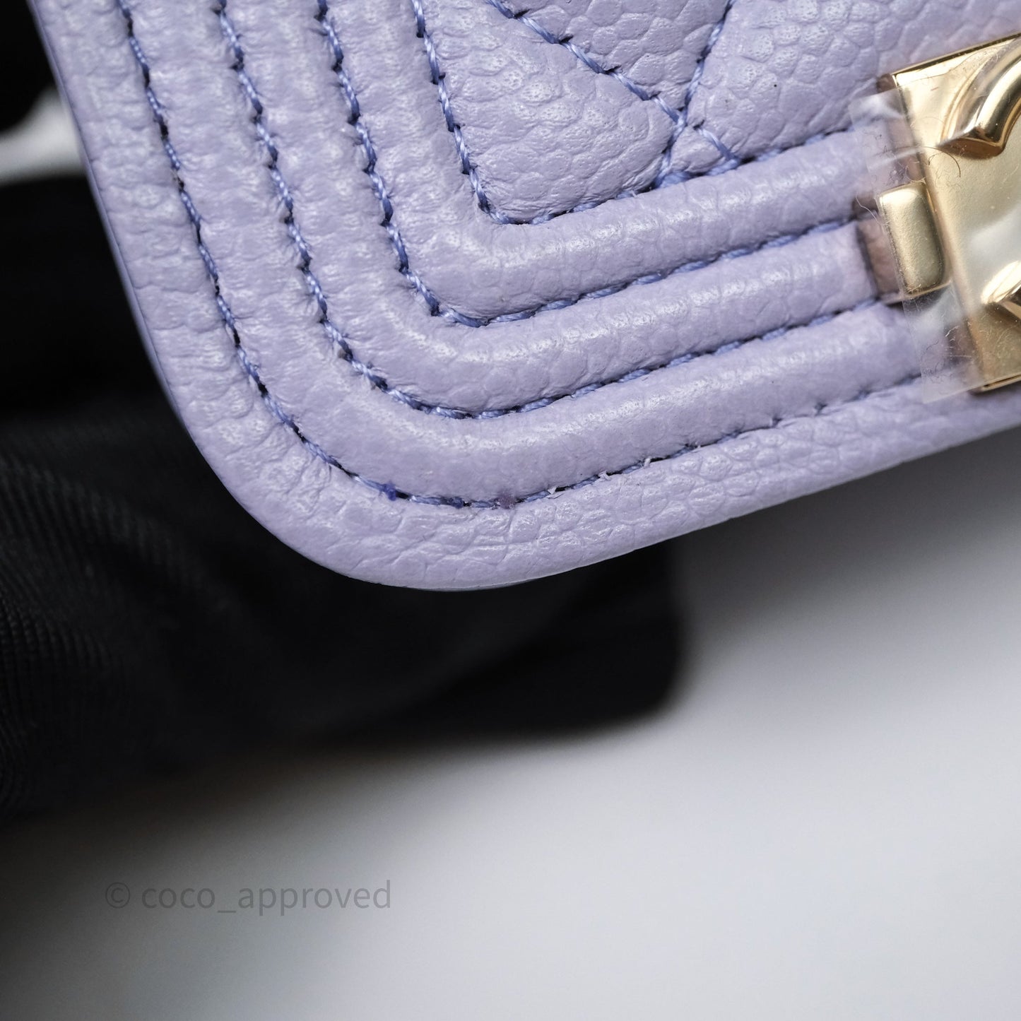 Chanel Quilted Boy Belt Bag Purple Caviar Gold Hardware
