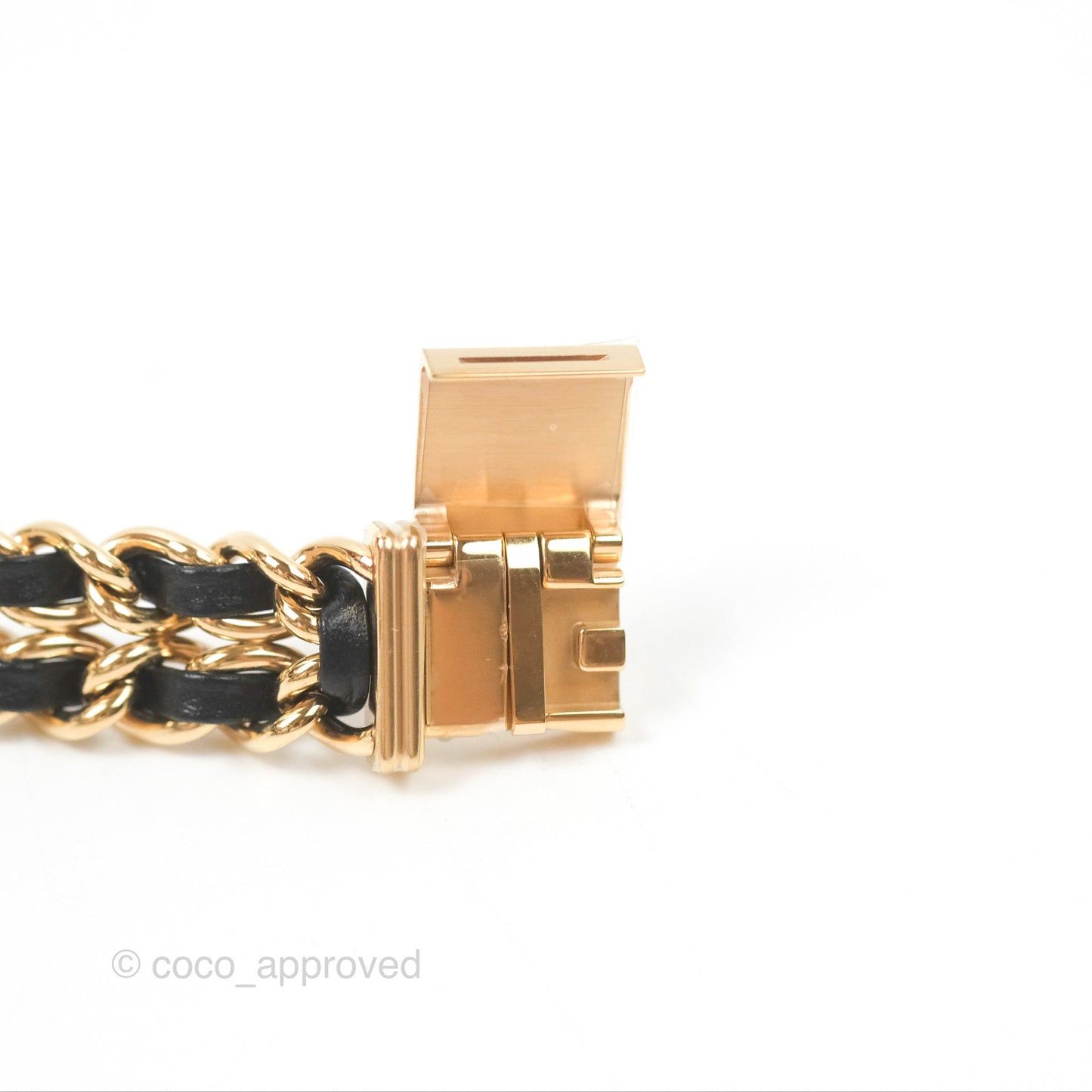 Chanel Première Watch Black Leather Gold Tone Size S