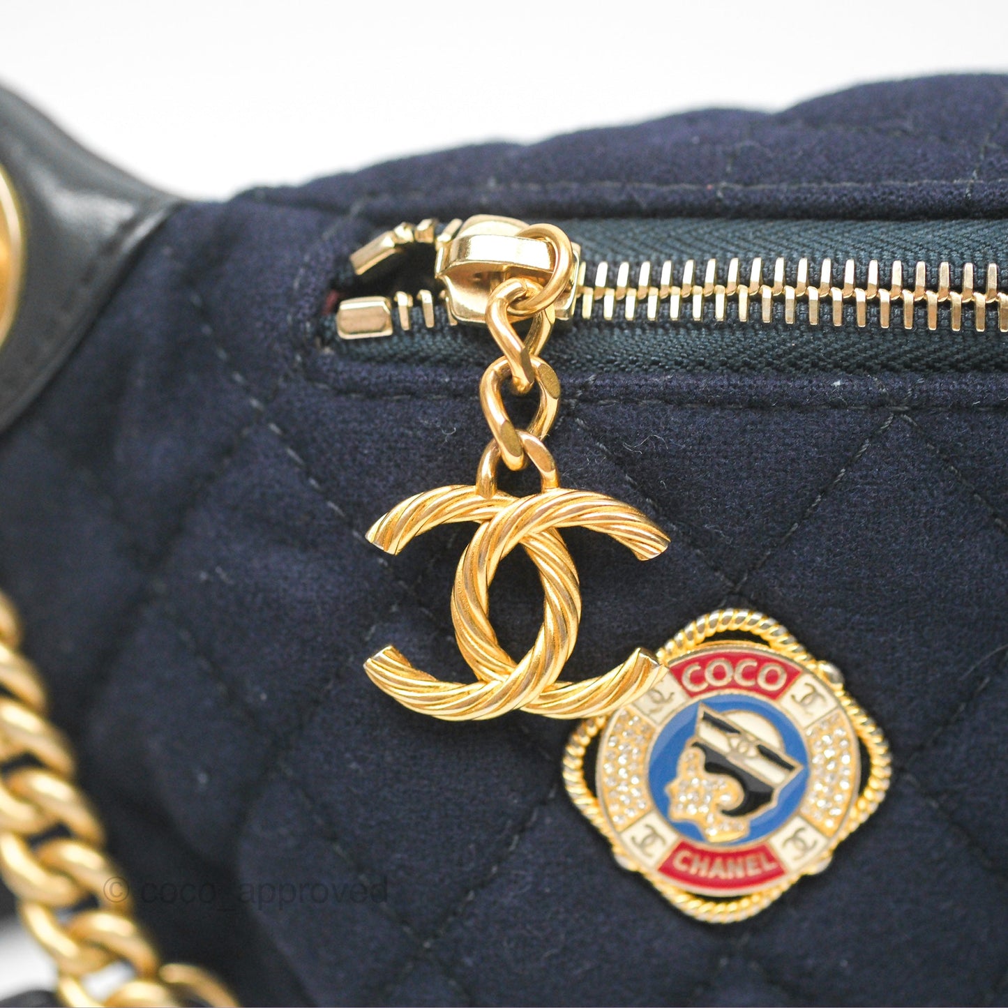 Chanel Paris Hamburg Charms Belt Bag Navy Wool Lambskin