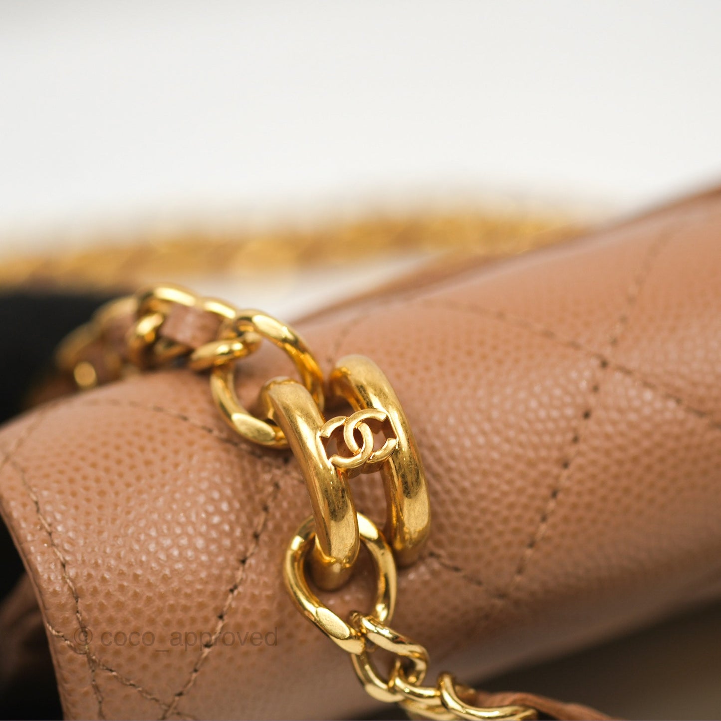 Chanel Coco First Wallet On Chain WOC Dark Beige Caviar Gold Hardware 22K